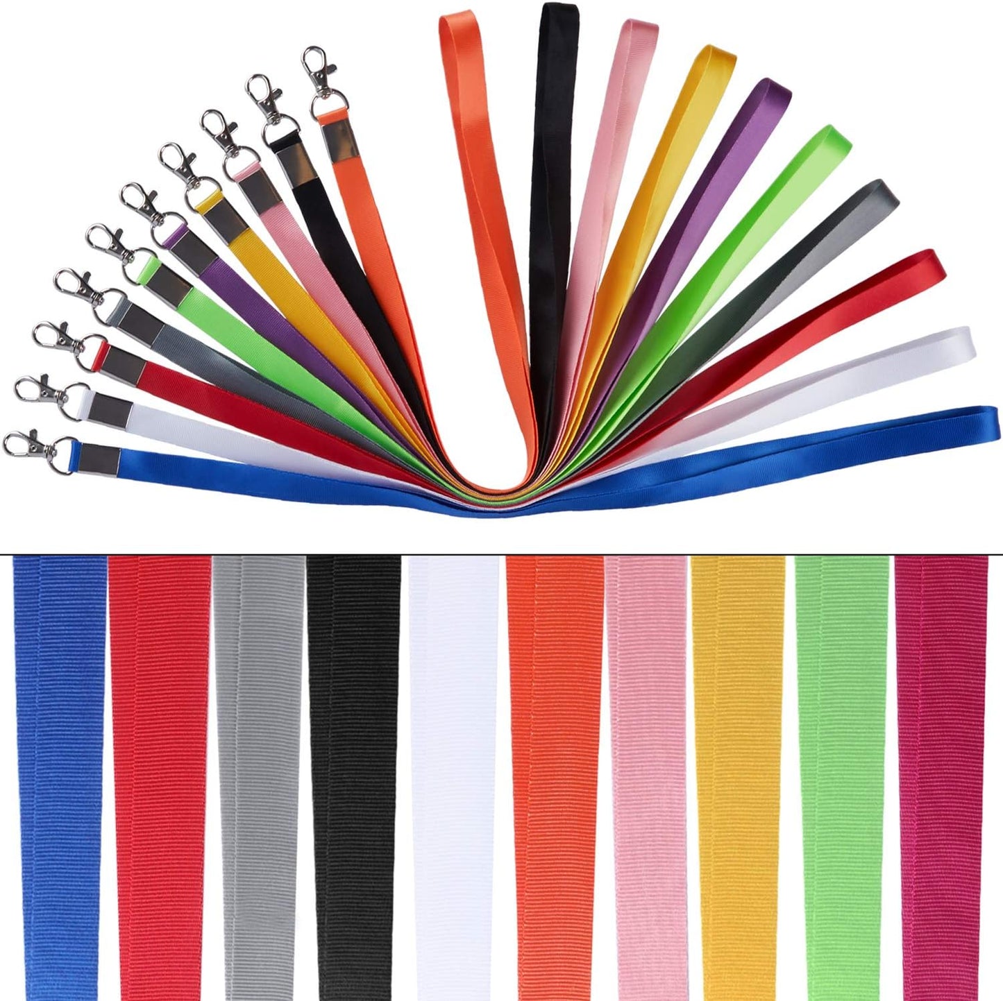 YOUOWO Lanyard for Keys 10 Pack 10 Colours White Royal Blue Black Apple Green Red Pink,Colored Neck Office Bulk Lanyards,For ID Badges Holder Kids Women Cruise