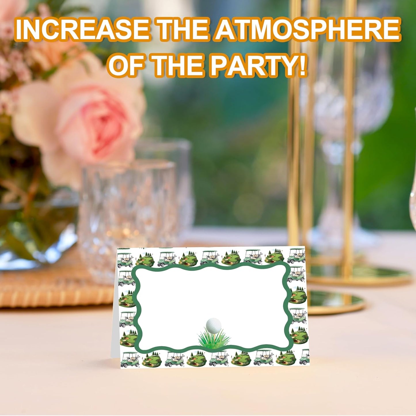 Golf Place Cards, Hole in One Table Place Cards For Table Setting, Sports Themed Name Cards For Birthday Party Baby Shower Golf Party, 25 Cards Included -04