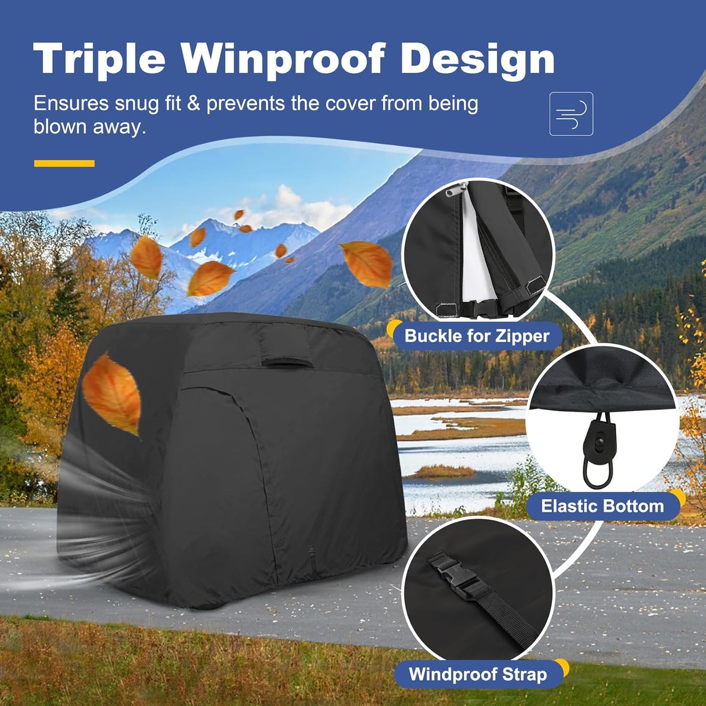 Explore Land Waterproof Golf Cart Cover Universal Fits for Most Brand 2/4/6 Passenger Car