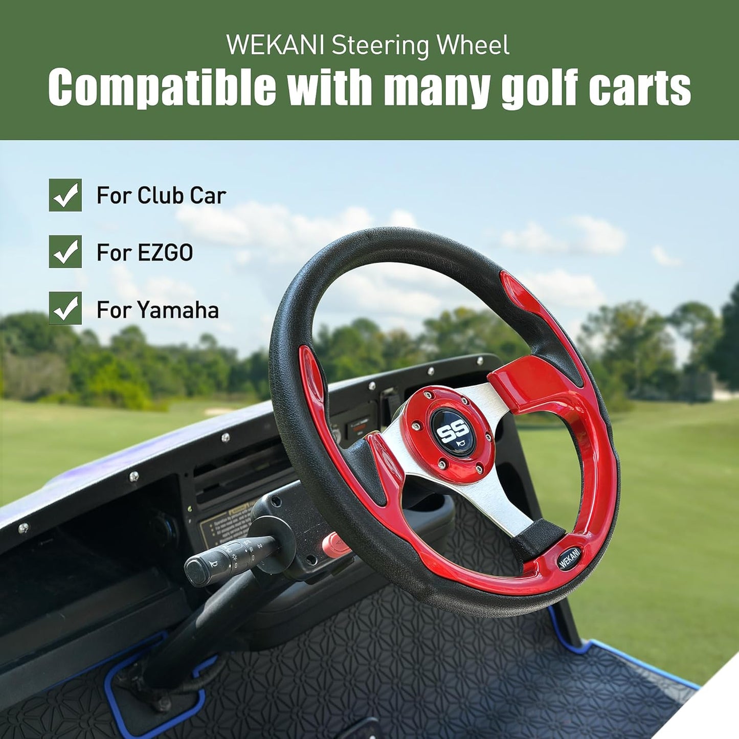 Golf Cart Steering wheel for EZGO YAMAHA and Club Car Precedent Most Golf carts Red