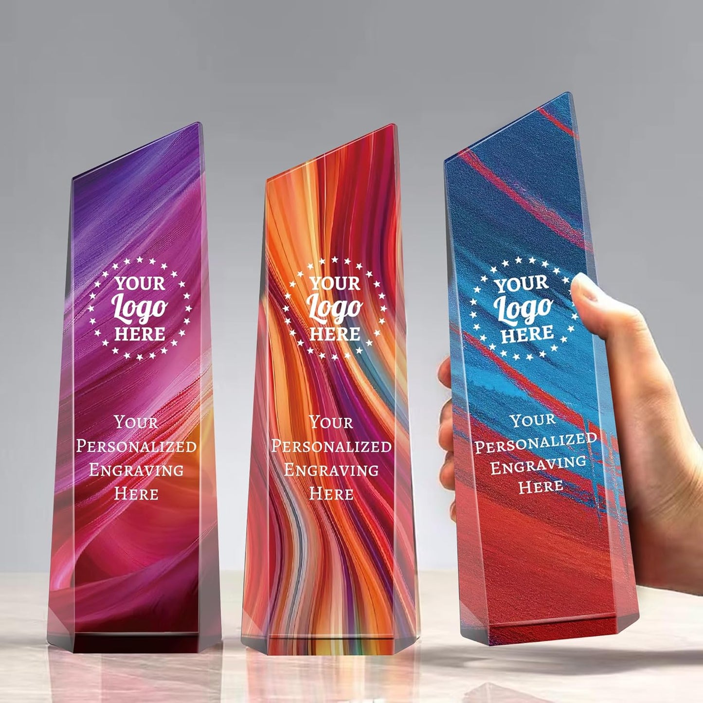Personalized Crystal Trophy Award - Award for Employees- Plaques Custom Engraved- Coworker Gift,Employee Appreciation Gift,Ideal for Business Events and Occasions (Custom Logo/Engraved)
