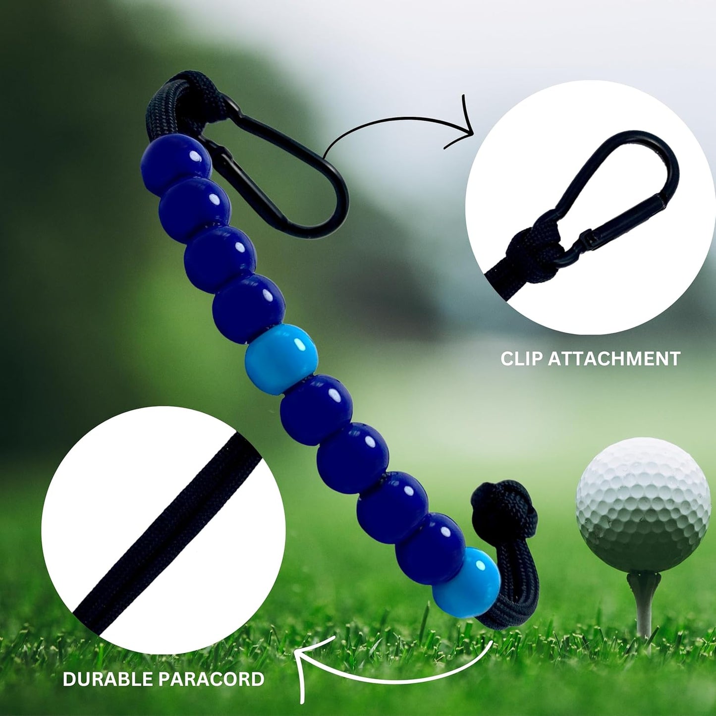 LAMIBEE Pack 3pcs, Golf Beads Count Stroke Score Counter, Durable 550 lbs Paracord String with 10 Beads, Easy Scorekeeping, Hand-Braided with Clip