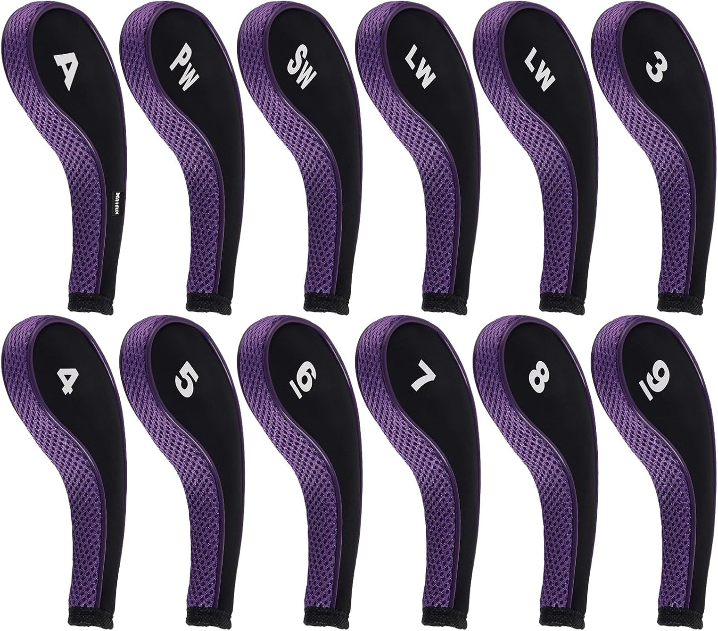 Andux 12pcs/Set Golf Iron Club Head Covers Number Print Long Neck with Zipper