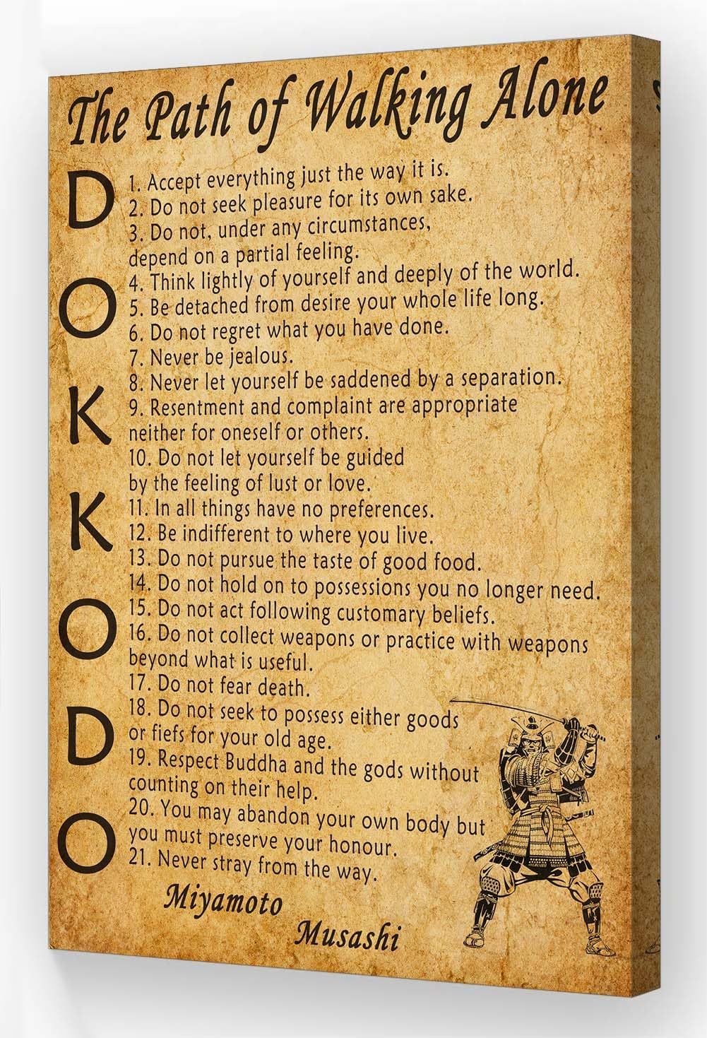 Wallpicss Dokkodo Poster Framed Inspirational Quotes Wall Art Canvas Prints Vintage Japanese Samurai Wall Decor Pictures for Living Room 12x18 inches