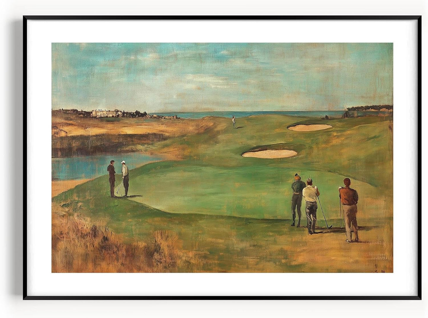 Vintage Golf Course Premium Giclee Fine Art Prints - Antique Style Golf Course Painting Posters, Golf Wall Art, Aesthetic Golfing Poster for Home Office Decor, Ready to Frame