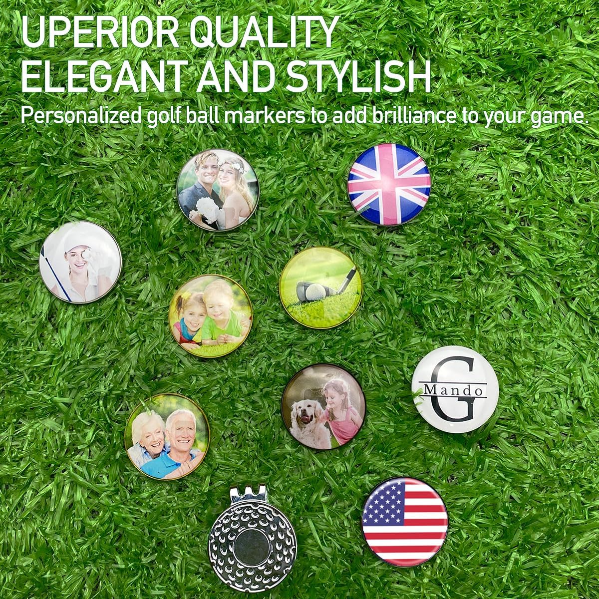 Custom Golf Ball Marker Hat Clip, 3Pack Personalized Magnetic Ball Marker, Golf Accessories for Men & Womens, Golf Gifts for Golfers