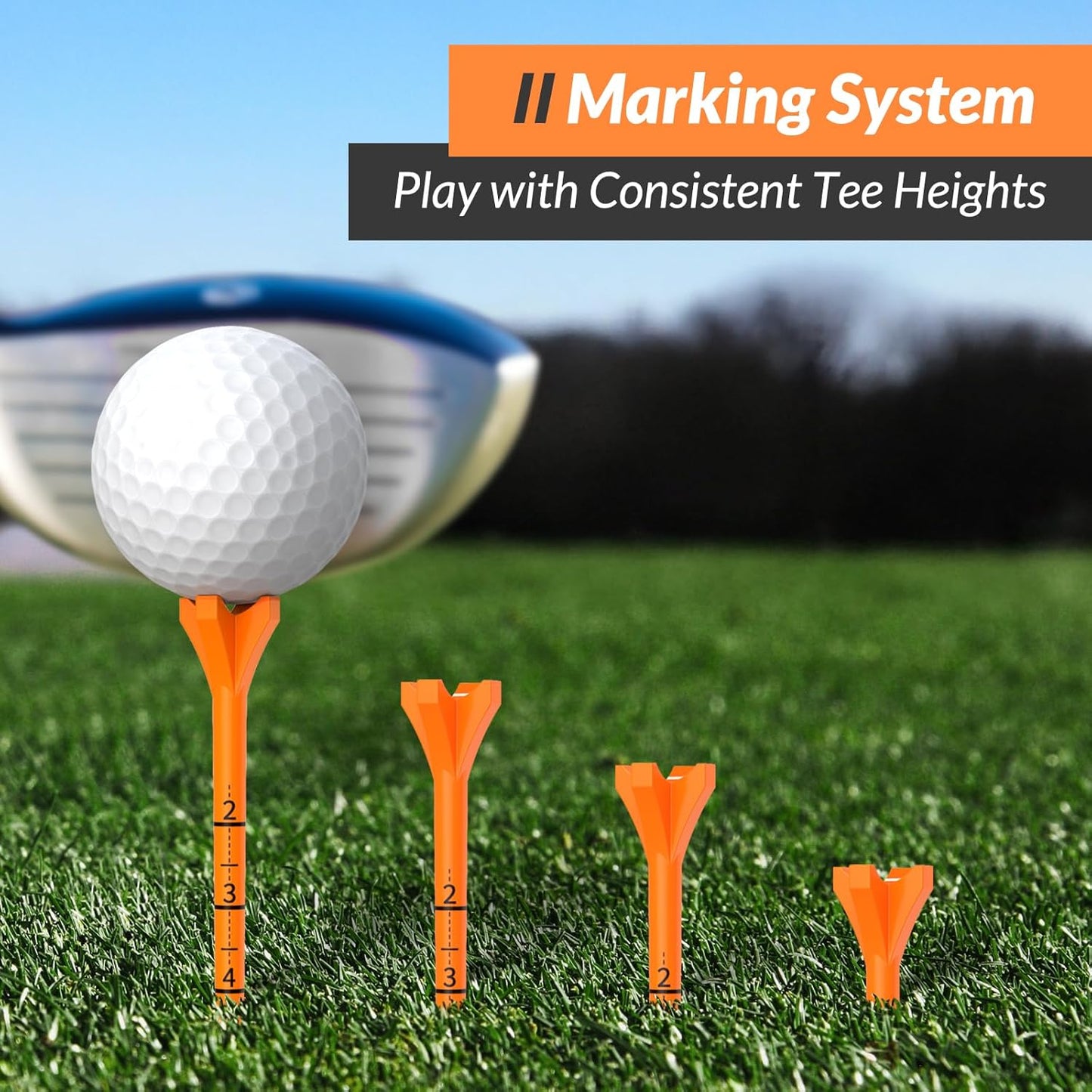 Plastic Golf Tees, 150 Pack (130 Driver Tees + 20 Iron/Hybrid Tees), Low Friction & Resistance, 4-Prongs Head Design to Reduce Friction & Side Spin