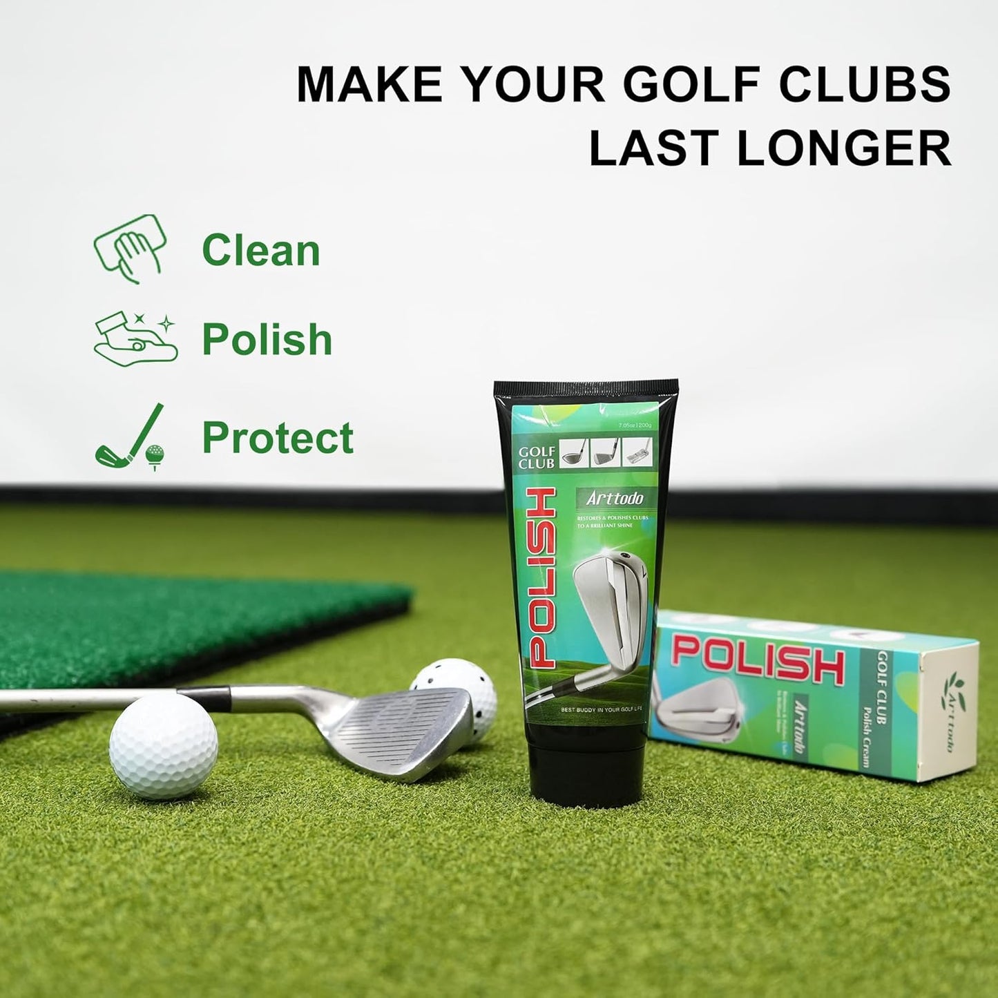 Golf Club Polish, Golf Club Cleaner and Scratch Remover, Long Lasting Golf Club Polish for Metal, Zinc, Aluminum & Steel Clubs Golf Accessories
