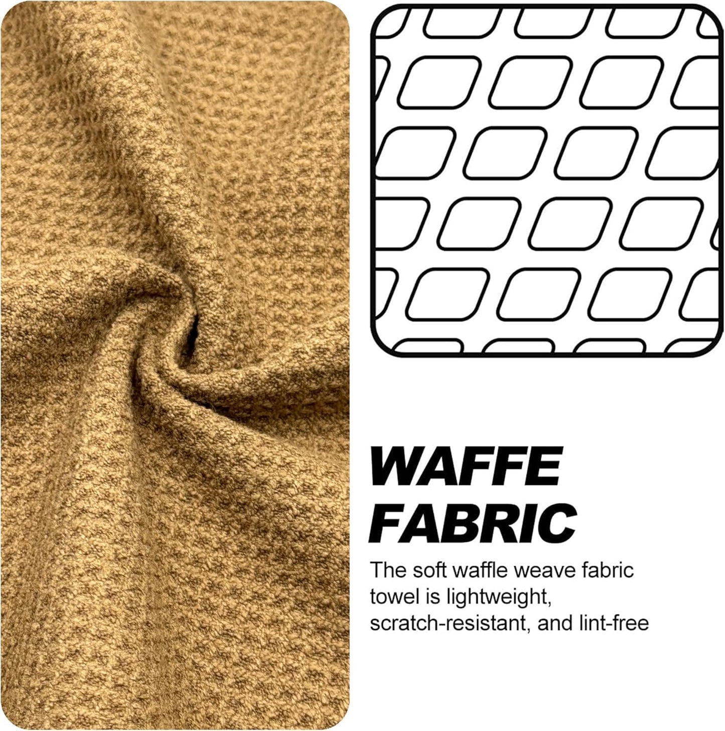 Magnetic Golf Towel with Clip, Microfiber Waffle Design - Industrial Strength Magnet for Strong Hold to Golf Bags, Carts & Clubs - Brown