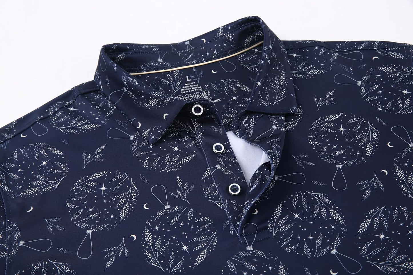 Alex Vando Mens Hawaiian Golf Shirt Moisture Wicking Digital Print Golf Shirts for Men