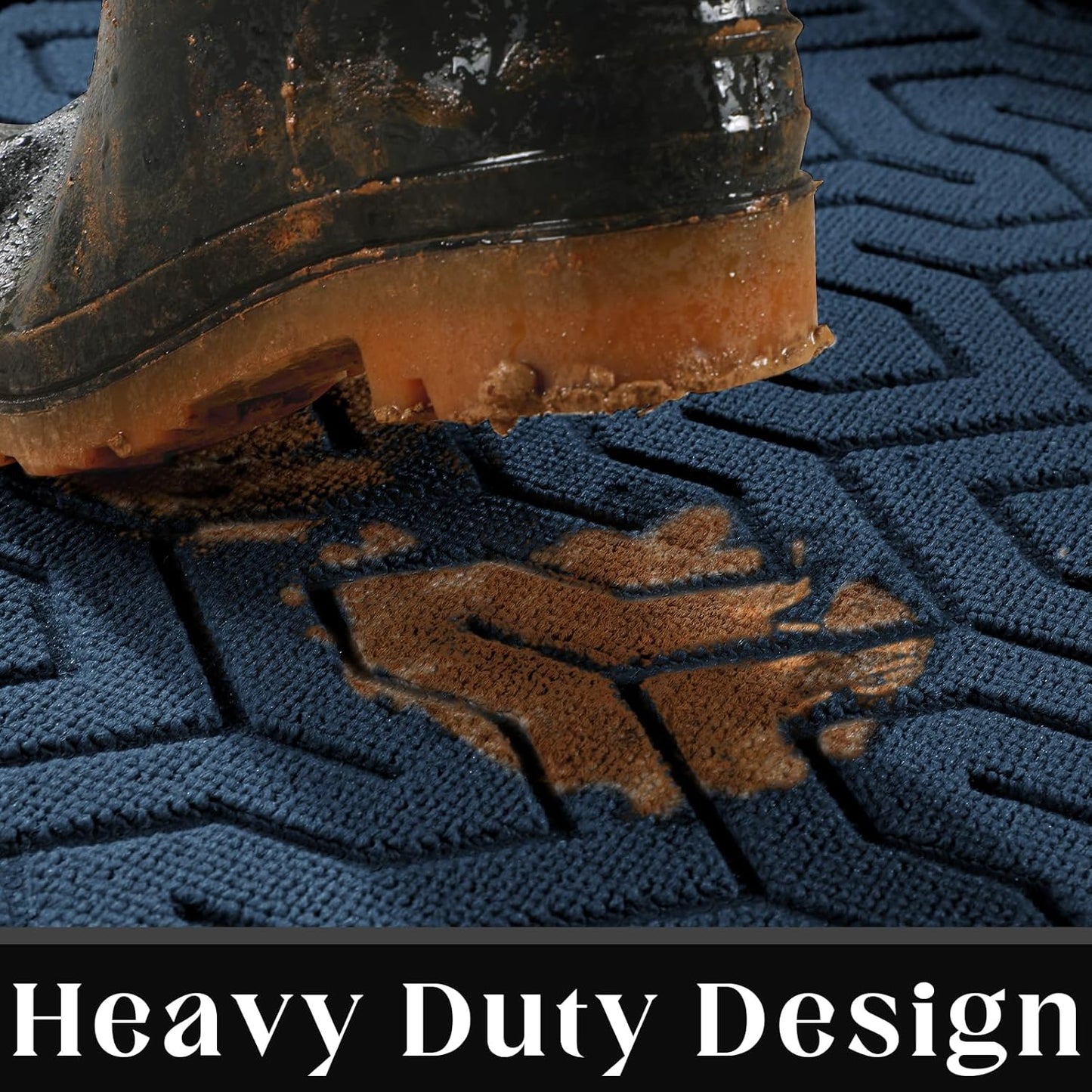 Yimobra Extra Large Door Mat Outside Entrance 60x36, Waterproof Heavy Duty Outdoor Mats for Front Door, Non Slip Rubber Entry Mat for Garage Patio Indoor, Easy Clean, Blue