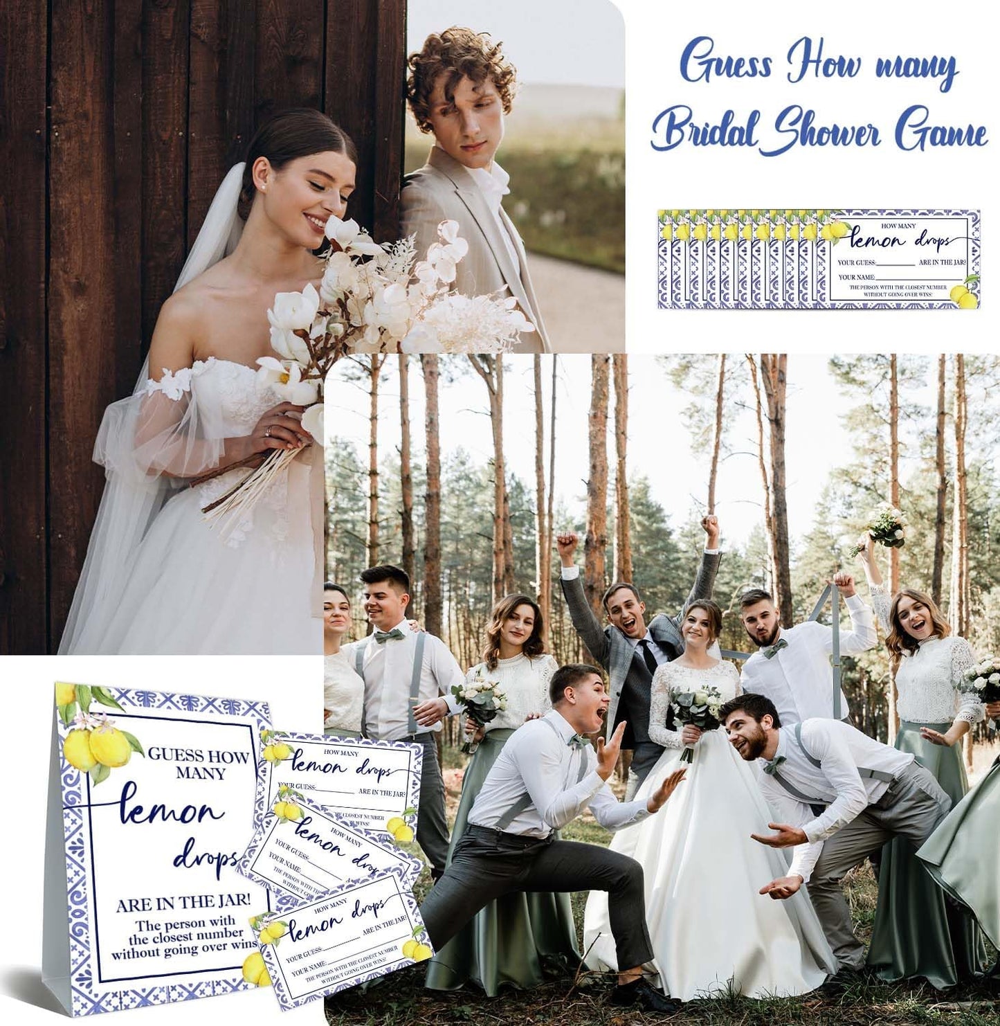 Lemon Baby Shower Games, Guess How Many Card, Lemon Baby Shower Decorations, Party Games & Activities, 50 Cards and Sign