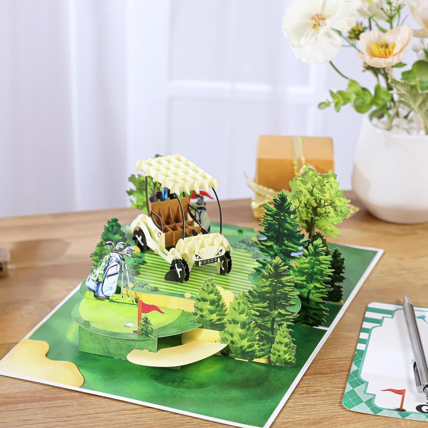Golf Pop Up Birthday Card, 3D Golf Fathers Day Cards for Dad, Husband, Grandpa, Pap, Him, Men, Golfers; All-Occasion, Congratulations, Thank You, Father’s Day, Retirement for Boss, Coworker, 6x8 In