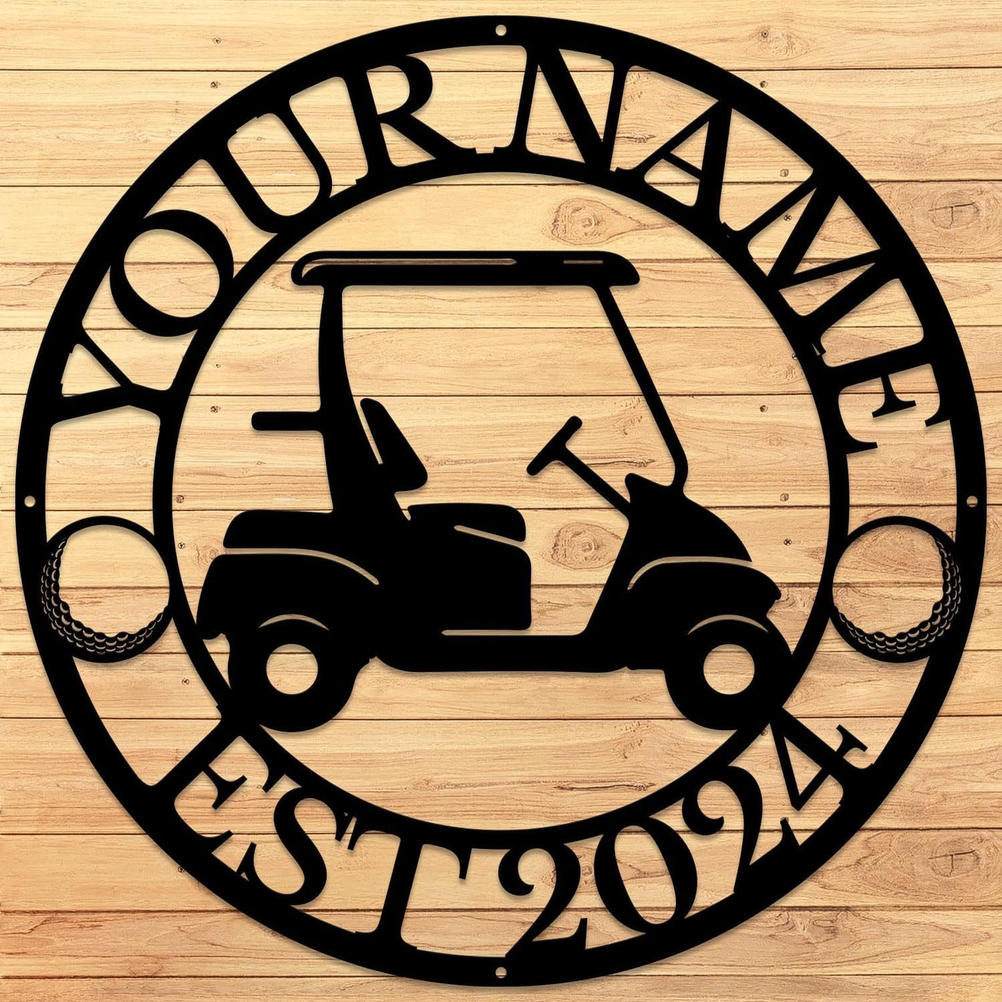 Golf Art Metal Signs,Custom Golf Metal Name Signs,Personalized Golf Signs,Black Golf Metal Wall Art Signs,Golfball Home Outdoor Metal Signs (Style I)