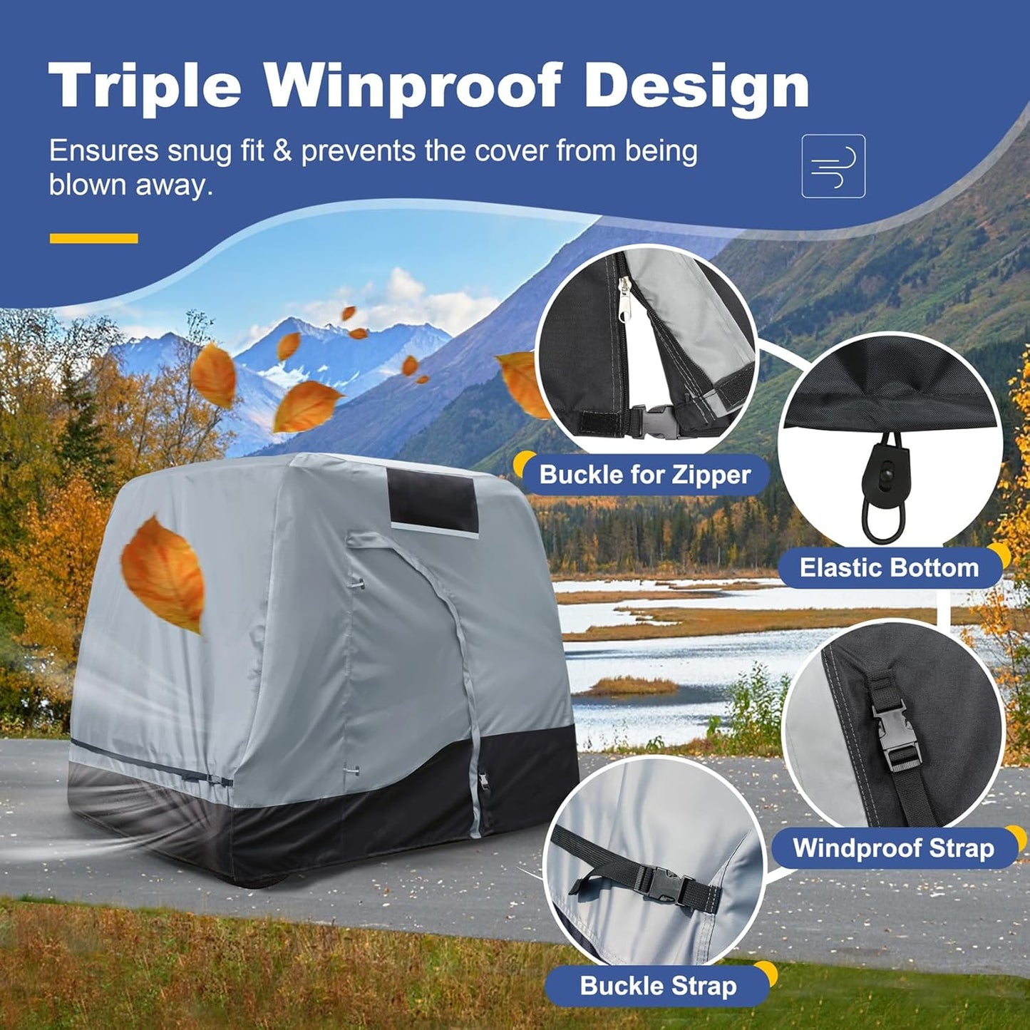 Explore Land Waterproof Golf Cart Cover Universal Fits for Most Brand 2/4/6 Passenger Car
