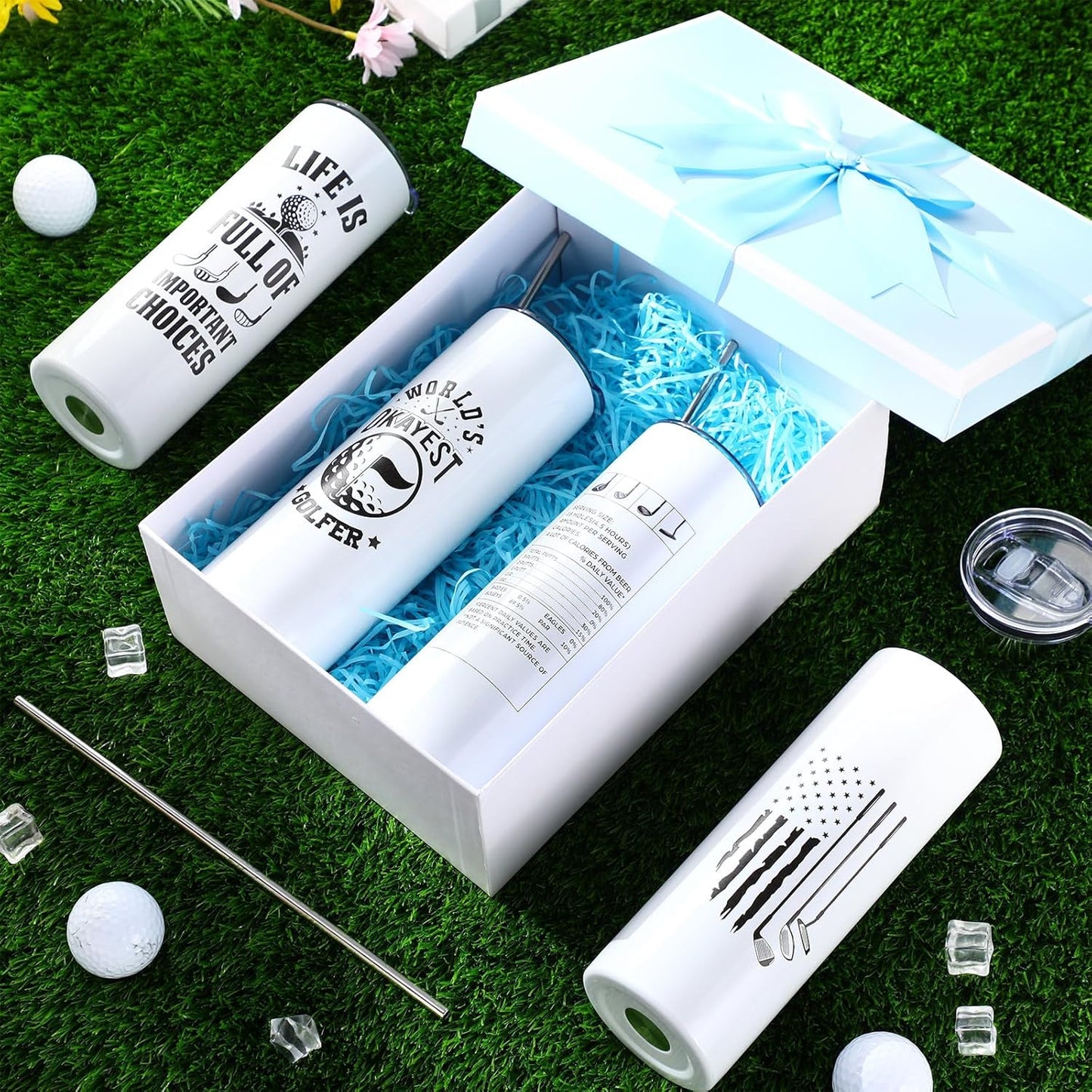 Patelai 4 Pcs Christmas Golf Tumbler Golf Gifts for Men 20oz Insulated Tumbler with Lid Straw Funny Coffee Cup Gift for Dad, Husband, Golfer, Groomsmen, Grandpa, Uncle, Boyfriend, Father, Birthday