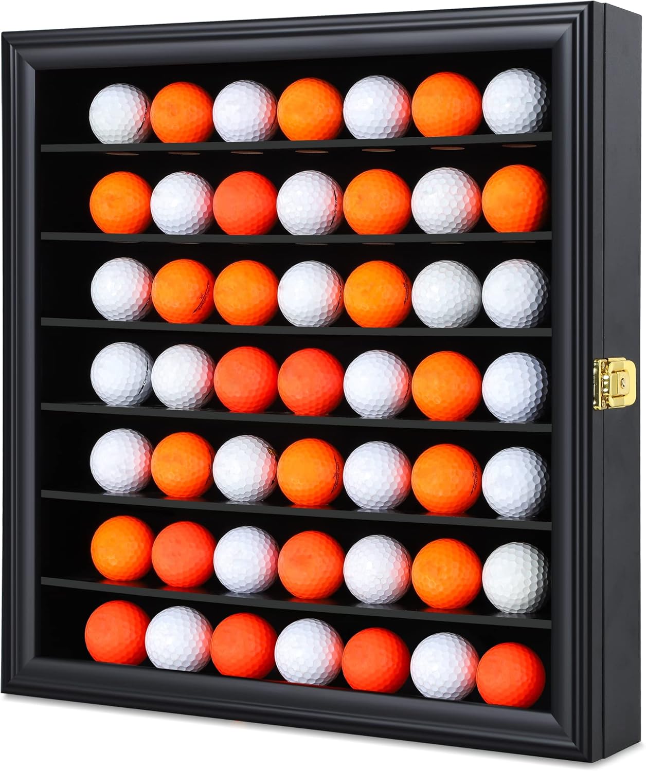 49 Golf Ball Display Case Cabinet Wall,Golf Ball Display Rack ,Golf Gift for Golf Enthusiast Collectibles with UV Protection Acrylic Door(Black)