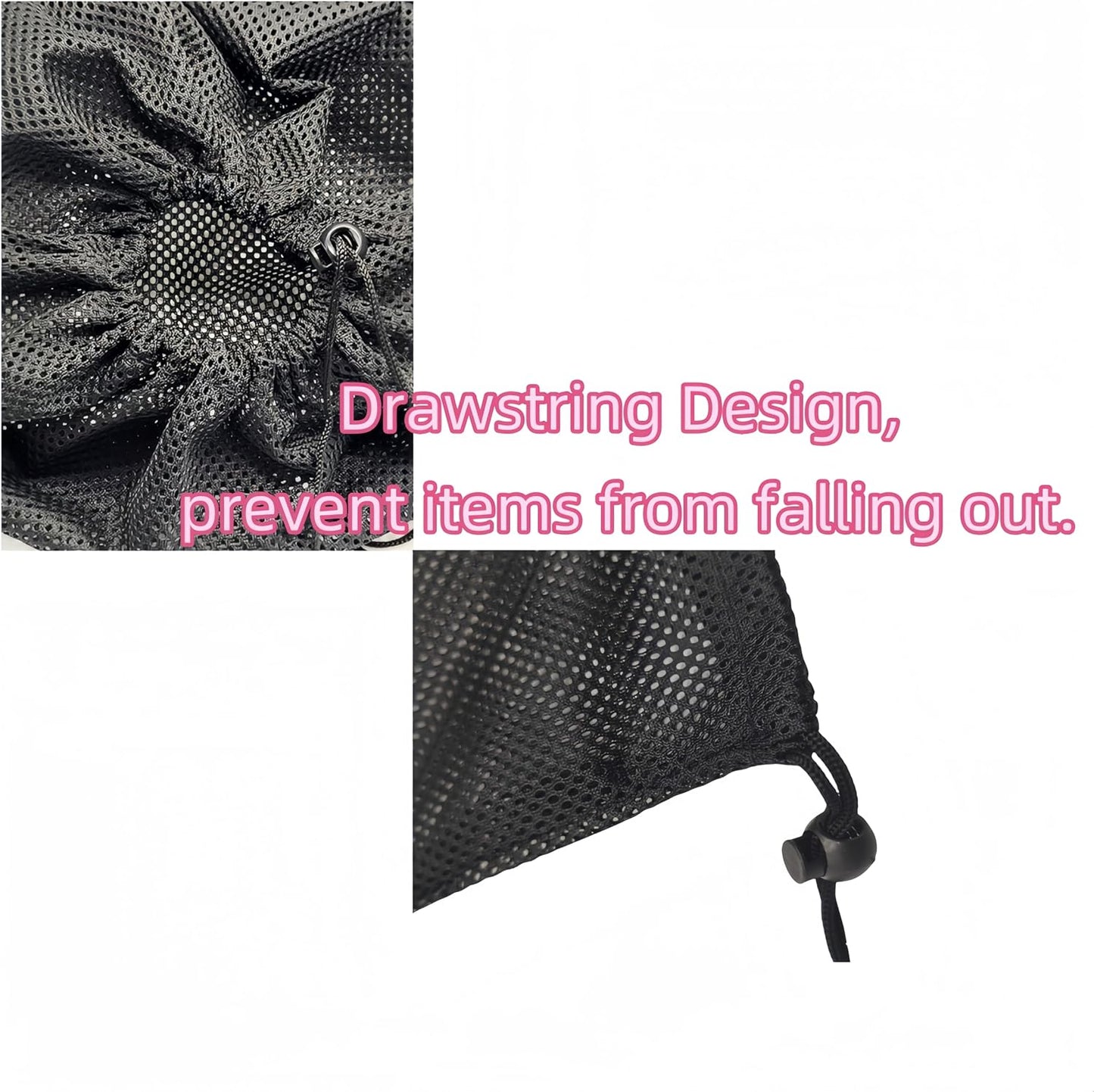 6 Pcs Mesh Bags Drawstring 11.8" x 7.5" Small Golf Ball Mesh Bag, Nylon Sports Net Bag Multipurpose for Golf Stuff Balls, Tennis ball and Travel