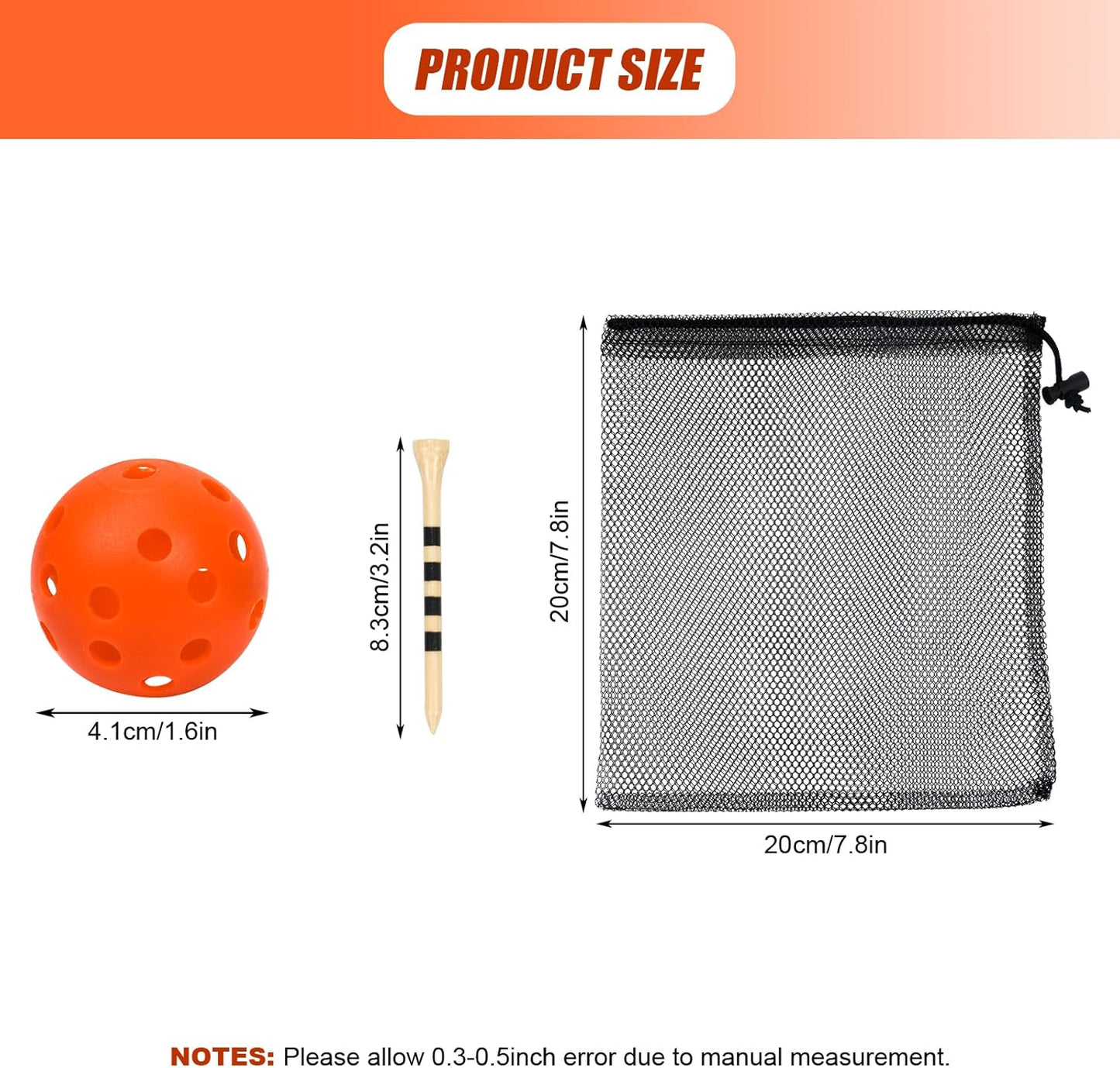 Plastic Golf Balls Practice Limited Flight Golf Training Ball Hollow Swing Practice Indoor Golf Balls with Mesh Drawstring Bag for Backyard Driving Range or Outdoor