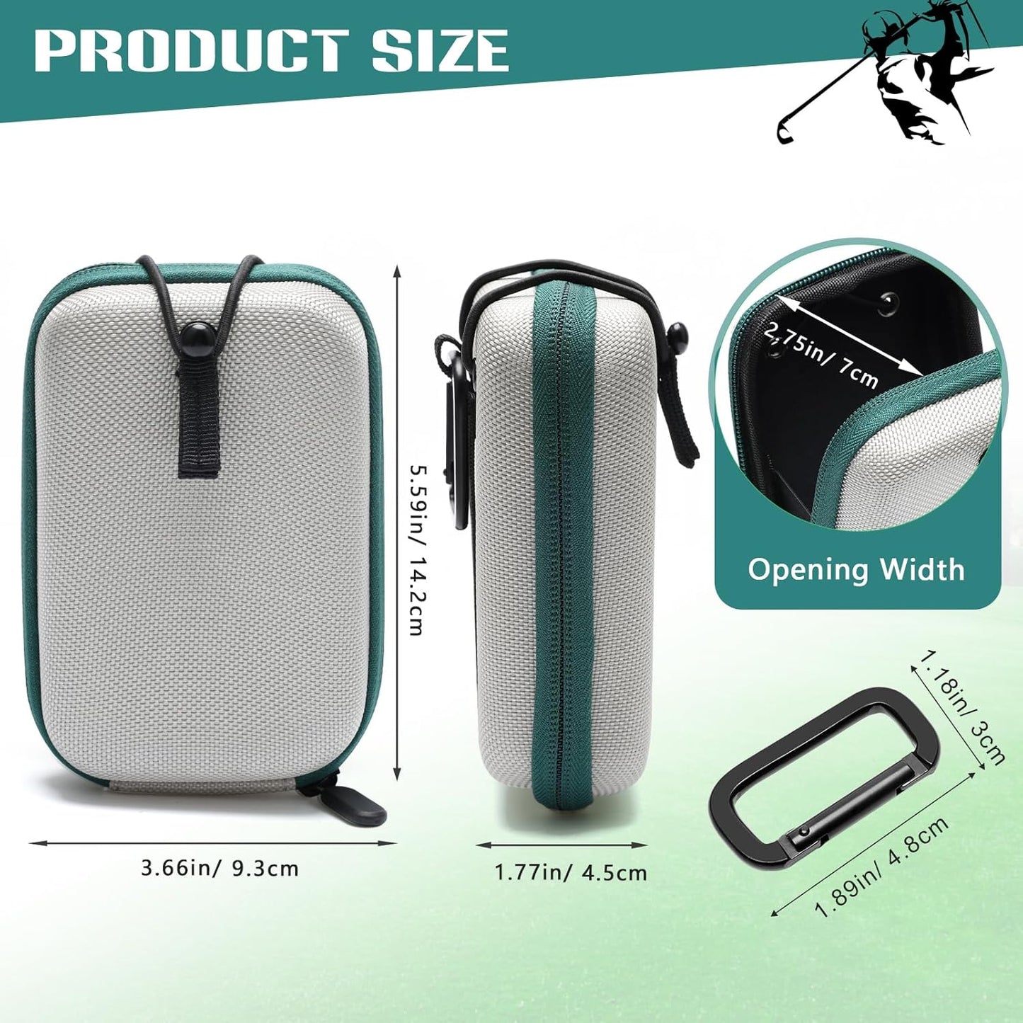 Golf Rangefinder Hard Shell Case, Hard Golf Rangefinder Case Universal Range Finder Carry Bag (Grey+Green)