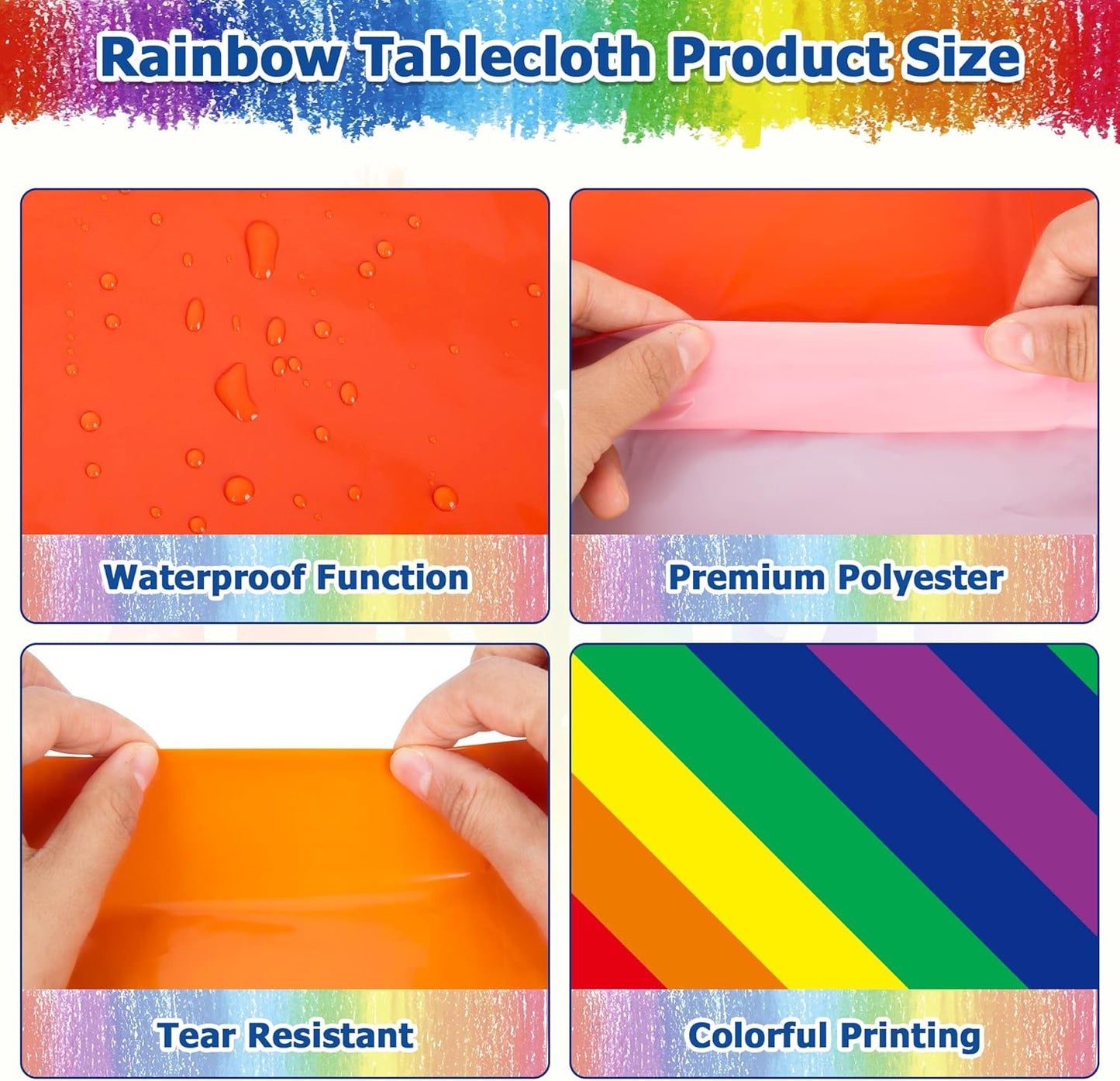 4 PCS Pride Decorations, 108 x 54 Inches Disposable Pride Tablecloth, Plastic Rectangle Rainbow Table Covers Pride Stuff, Gay Pride Month Accessories for Rainbow Theme LGBTQ Community Party Decor