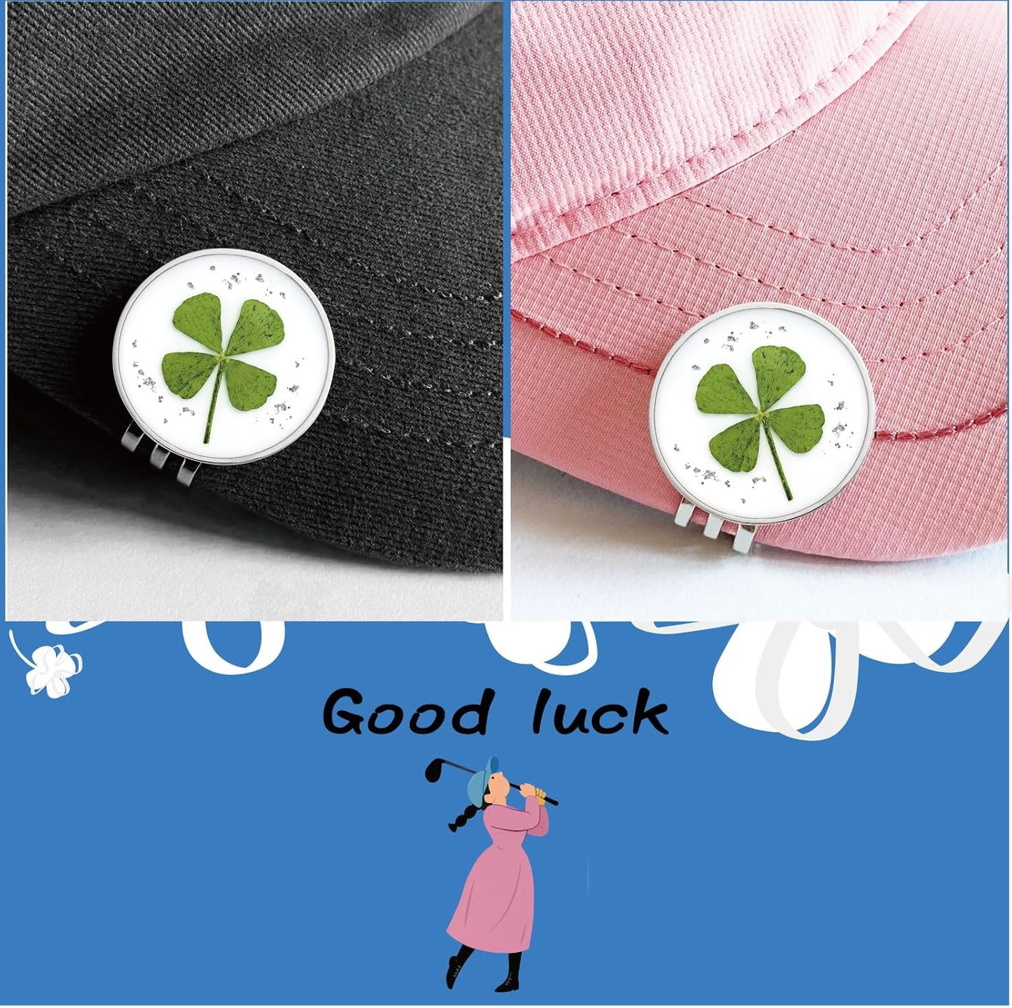 Golf Ball Marker hat Clip with Ball Marker, Handmade Pressed Flower Golf Marker, Golf Gifts, Golf Accessories for Women