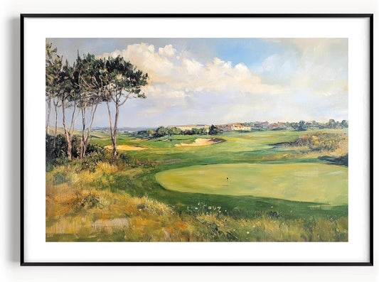 Vintage Golf Course Premium Giclee Fine Art Prints - Antique Style Golf Course Painting Posters, Golf Wall Art, Aesthetic Golfing Poster for Home Office Decor, Ready to Frame