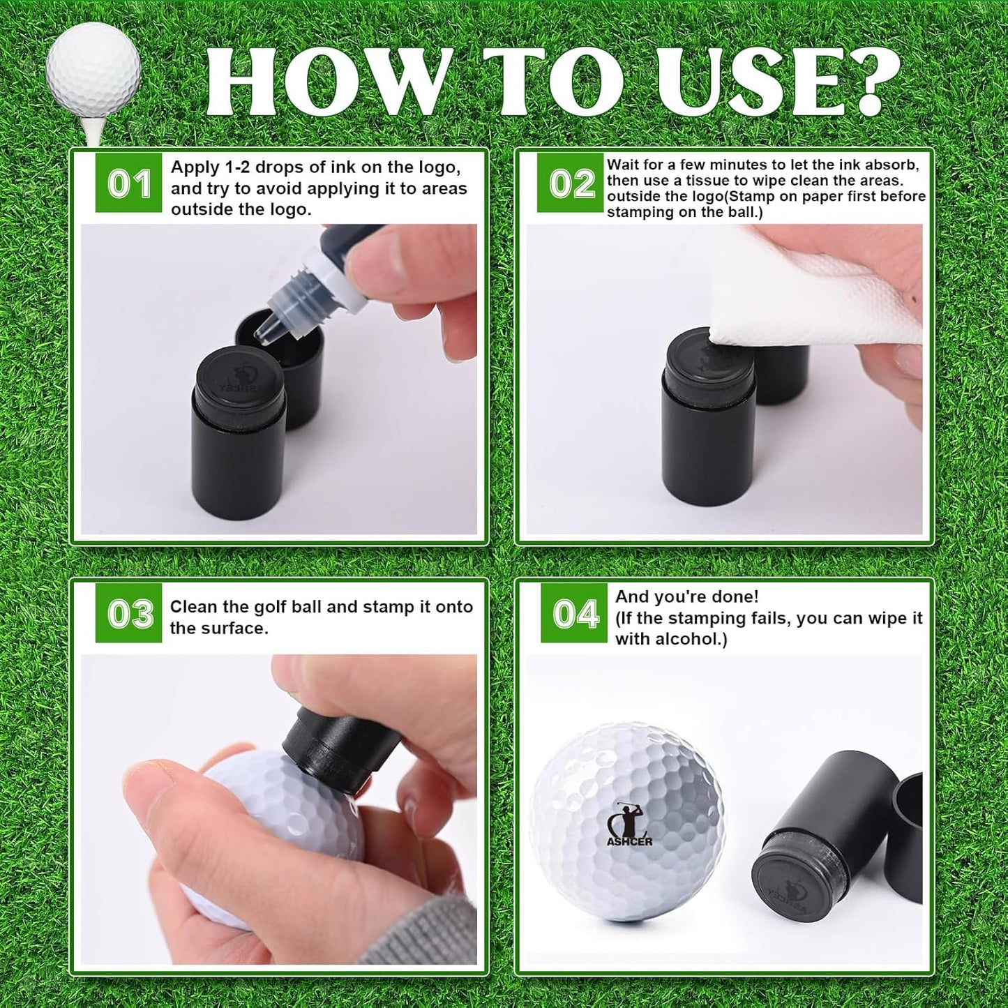 Custom Golf Ball Stamp, Personalized Golf Ball Stamp Markers with Ink, Create Your Unique Mark on Golf Balls, Waterproof Golf Ball Stamper, Golf Gift, Golf Accessories for Men