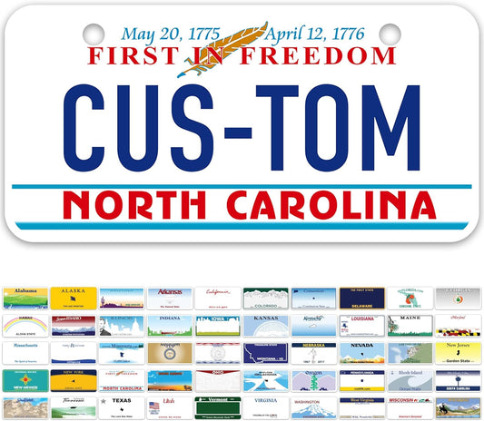 Mini License Plates, Personalized License Plates, Custom for Car, Bikes, ATV, Kids Car, Golf Cart, Jeep, 2x4 Inch, Rust-Free Fade Resistant Aluminum, USA Made by My Sign Center (North Carolina)