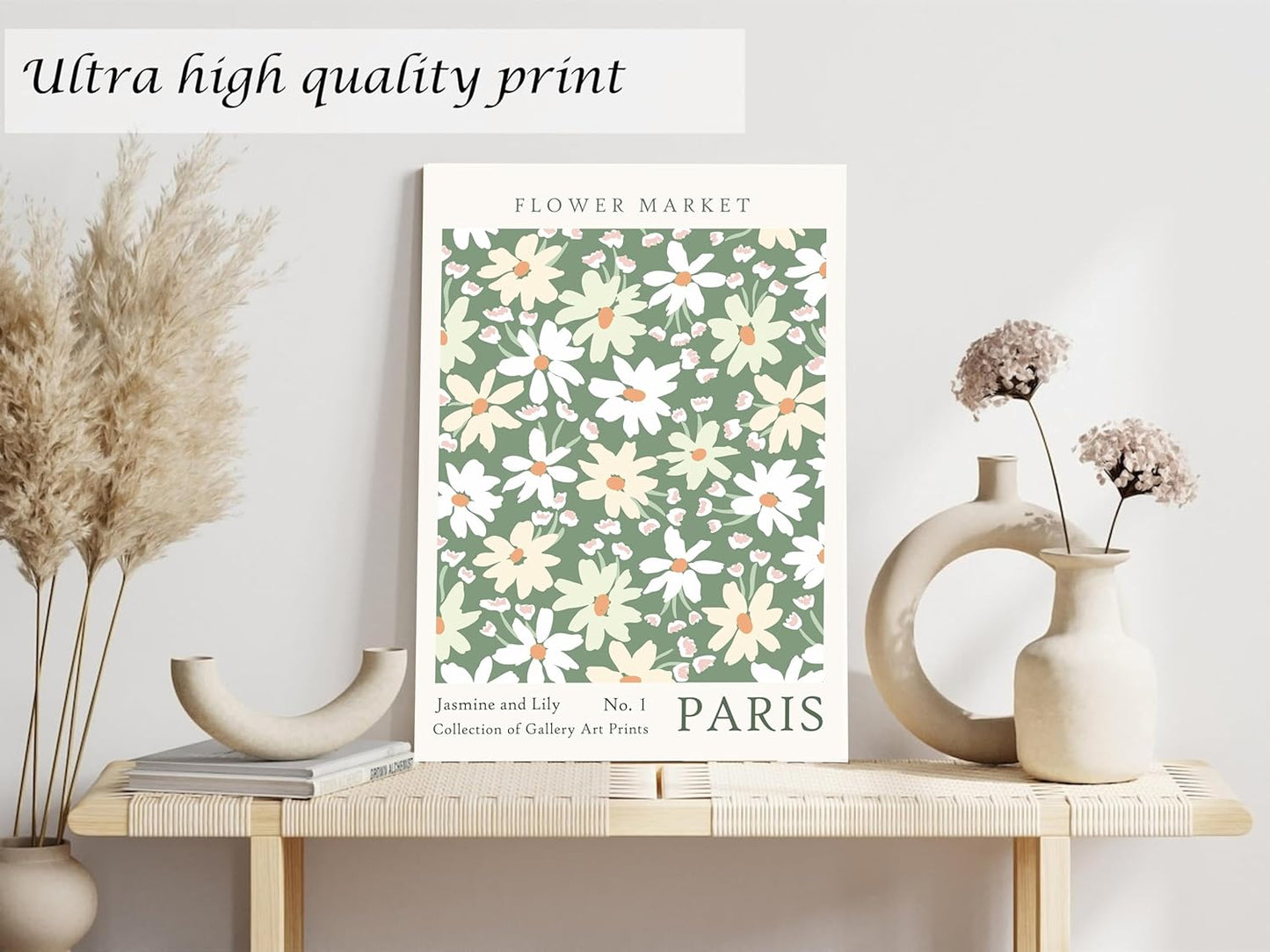 Induslyfe Framed Green Wall Art Canvas Decor Set of 3, Matisse Wall Art Framed Prints Posters Mid Century Modern Art, Aesthetic Floral Botanical wall art for bedroom, living room bathroom 12x16