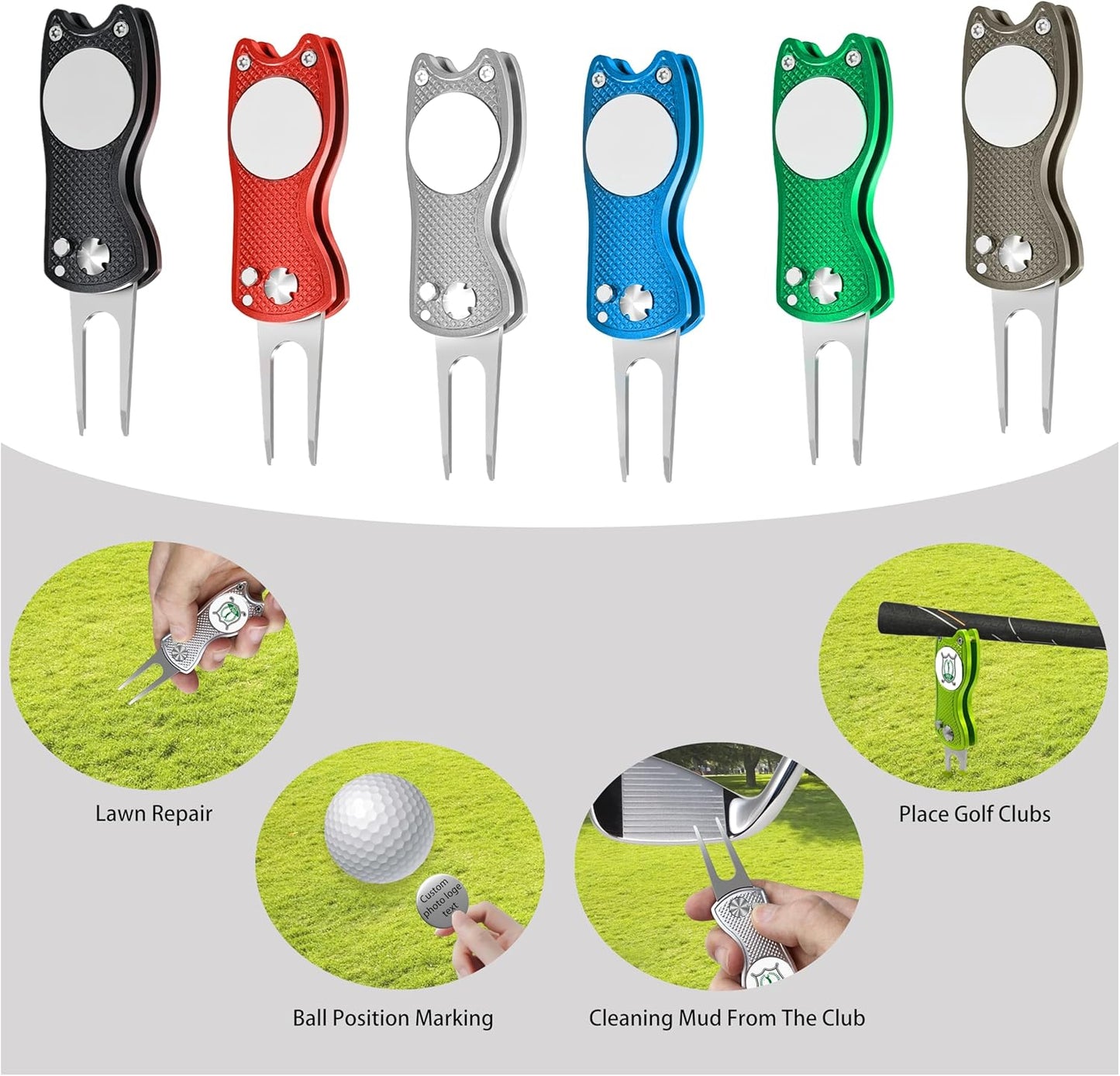 Custom Golf Ball Markers & Golf Divot Tool Gift Set, Personalized Magnetic Ball Marker Hat Clips, Golf Divot Repair Tool, Premium Golf Gifts for Golfers