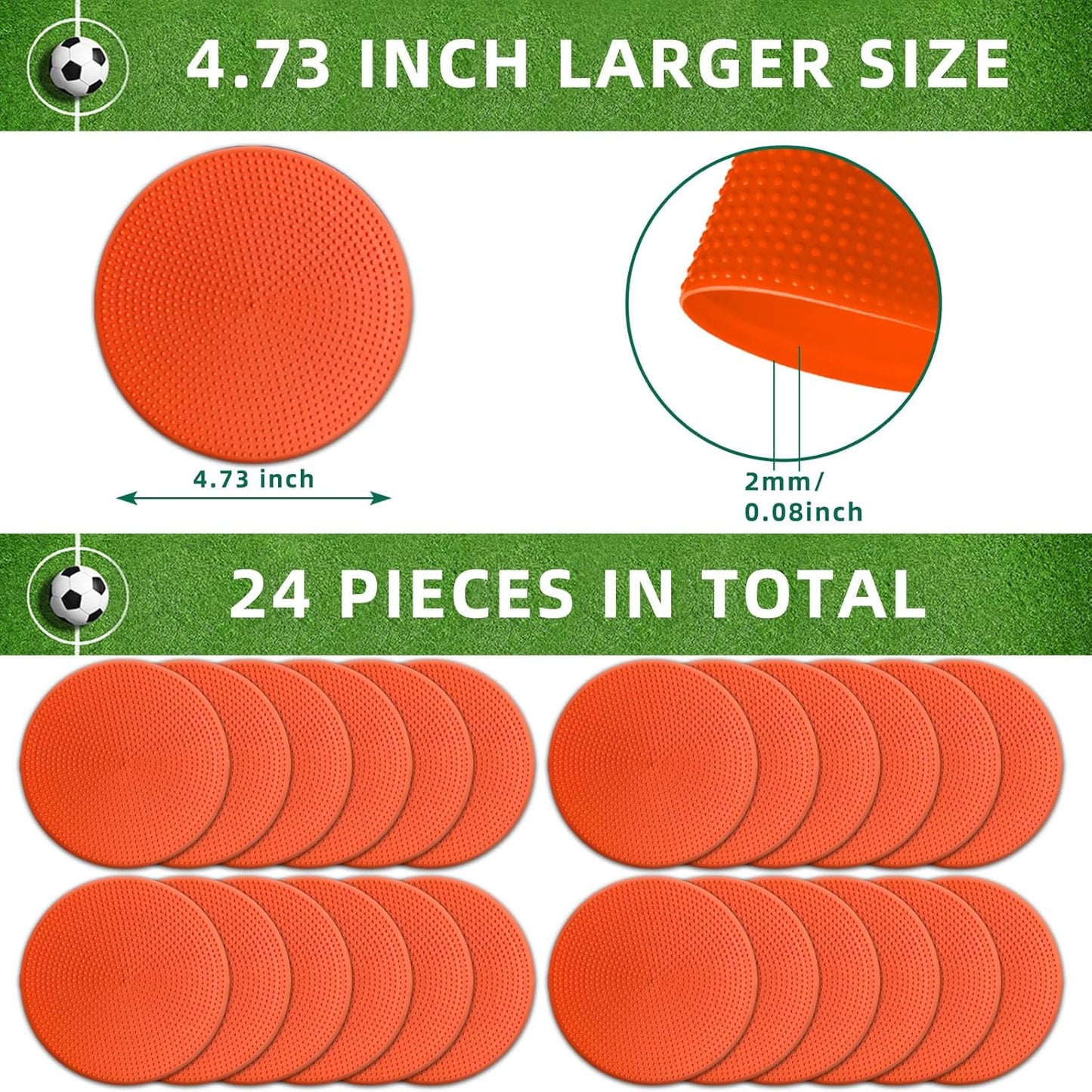 Poly Spot Markers 10 inch 12 Pcs Non-Slip Rubber Agility Training Markers Floor Dots Flat Field Cones for Football, Soccer, Basketball, School Exercise Drills, Dance Practice