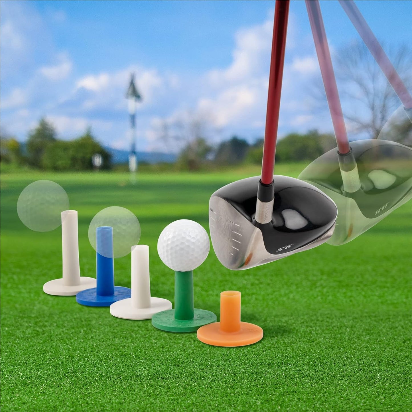 Golf Rubber Tees Practice Training, Driving Putting Chipping Range Mixed Size, Excellent Effect Used with Golf mats and Golf nets, Suitable for Indoor Outdoor Backyard Home Office