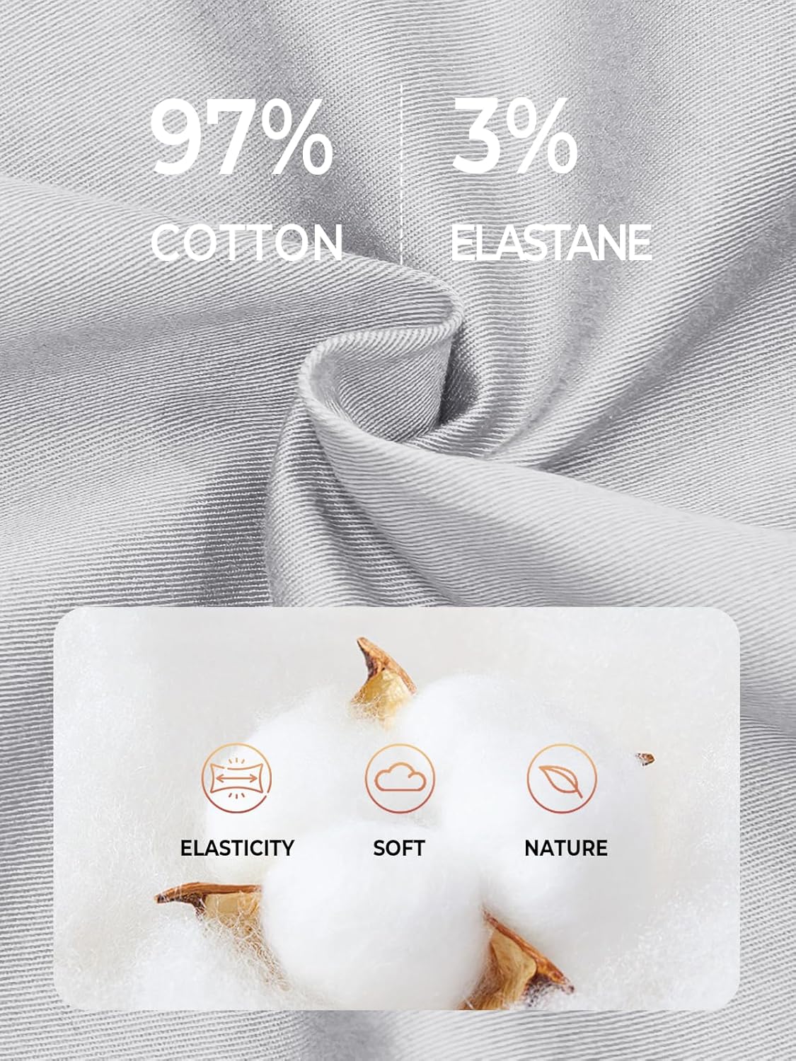 NORTHYARD Mens Casual Shorts-Cotton 9" Golf Hiking Drawstring Elastic Waist Work Shorts with Zipper Pockets