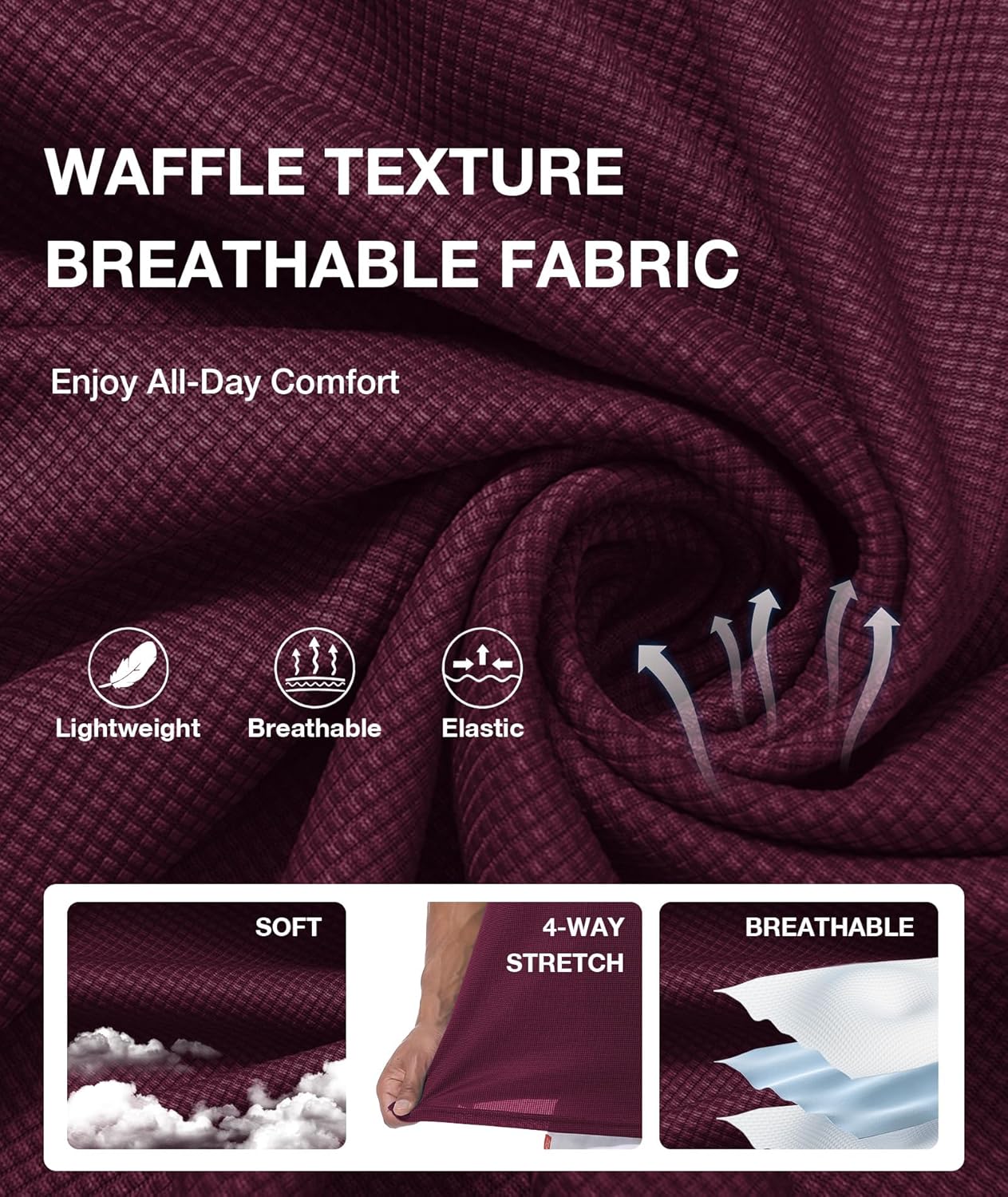 GEEK LIGHTING Mens Waffle Texture Polo Shirts Short Sleeve Casual T-Shirts Moisture Wicking Collared Golf Shirt with Pocket