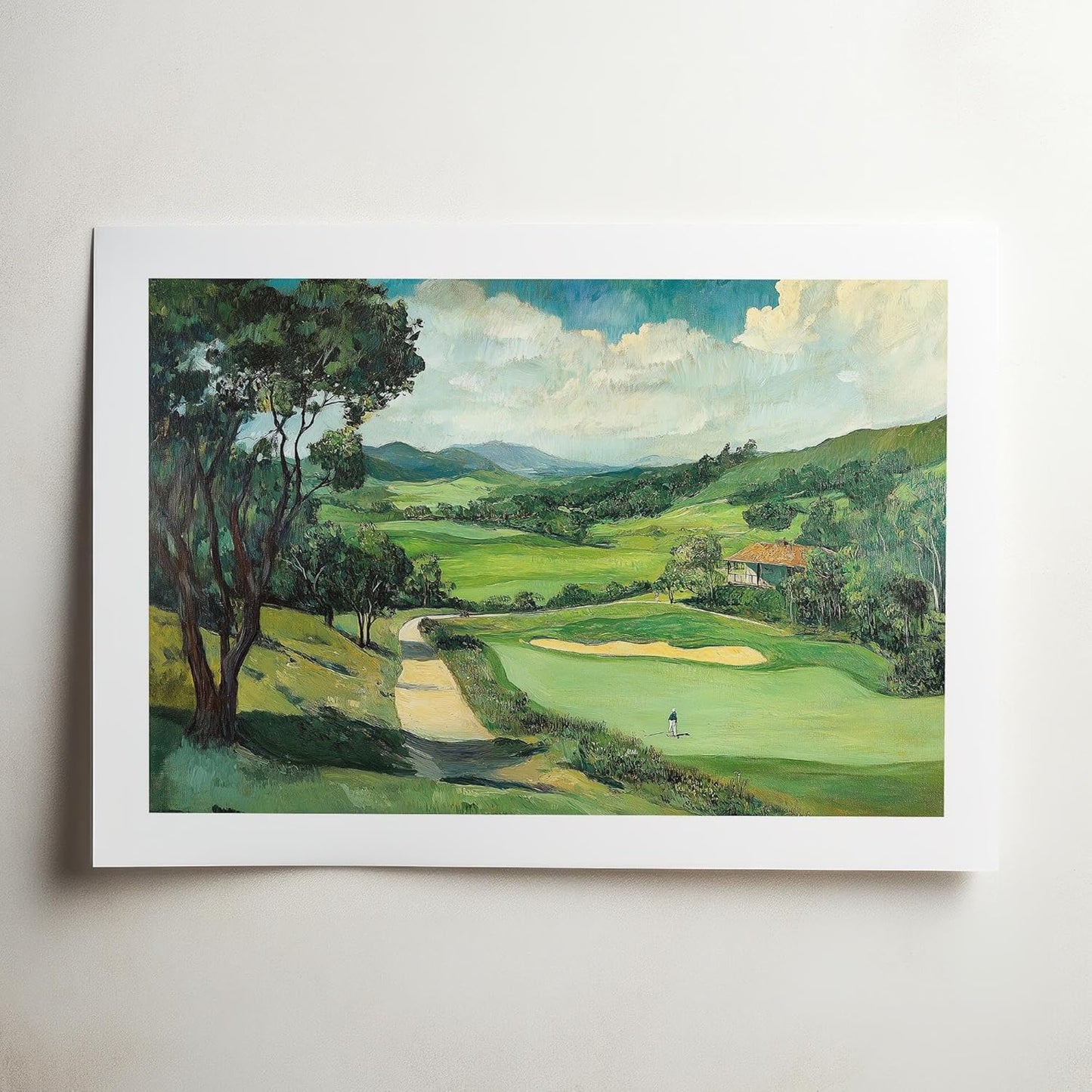 Vintage Golf Course Premium Giclee Fine Art Prints - Antique Style Golf Course Painting Posters, Golf Wall Art, Aesthetic Golfing Poster for Home Office Decor, Ready to Frame