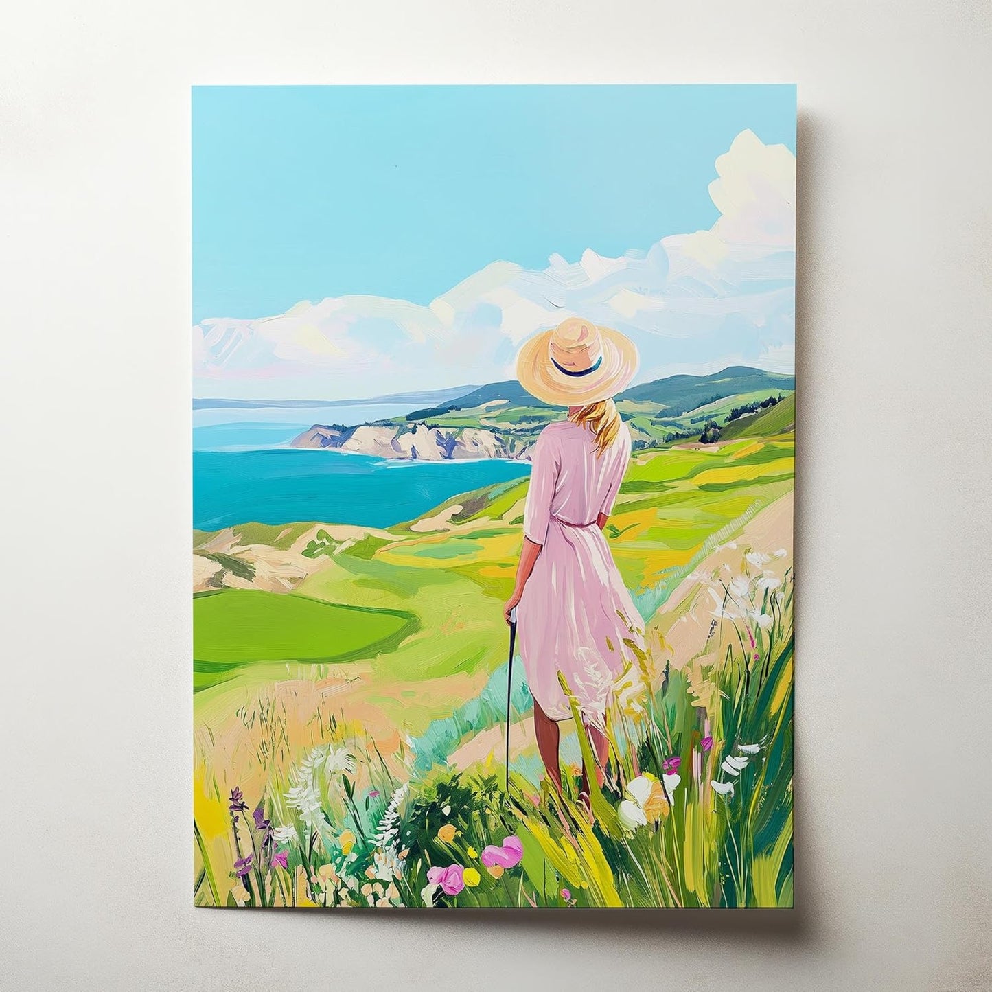 Golf Course Floral Pastel Art Print Posters - Premium Giclee Fine Art Prints - Golf Course Home Decor Posters, Golfer Art Prints for Home and Office Decor - Vintage Aesthetic, Ready to Frame