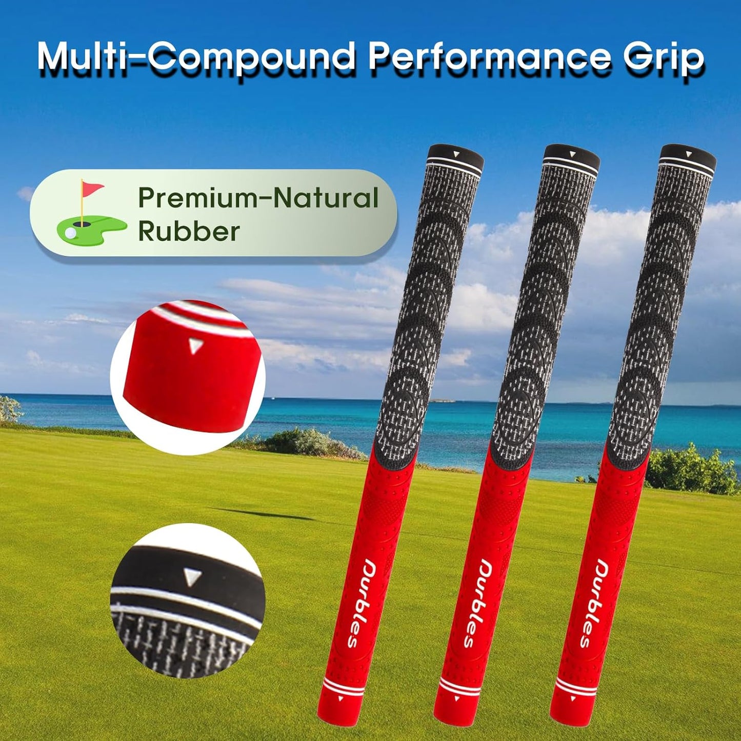 Golf Grips with Regripping Kit – All Weather Multi-Compound Golf Club Grips for Men & Women – Corded Rubber Grip Set – Standard & Midsize Wood and Iron Grip Kit – All Level Golfing Accessories