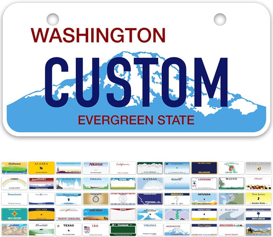 Mini License Plates, Personalized License Plates, Custom for Car, Bikes, ATV, Kids Car, Golf Cart, Jeep, 2x4 Inch, Rust-Free Fade Resistant Aluminum, USA Made by My Sign Center (Washington)