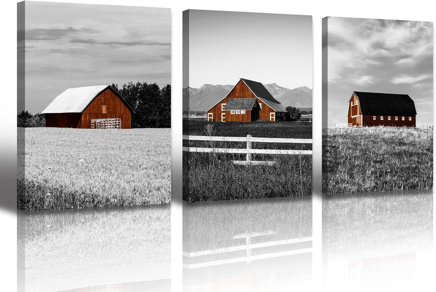 DJSYLIFE Western Wall Decor Farmhouse Barn Vintage Poster Canvas Print 3 Piece Rustic Pictures for Men's Bedroom Home Office Decor 12" Wx16 Hx3pcs