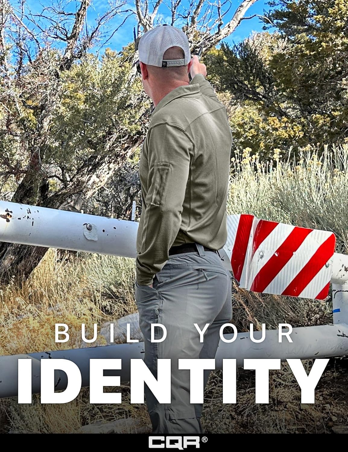 CQR Men's Polo Shirt, Long Sleeve Tactical Shirts, Outdoor UPF 50+ Pique Shirt, Dry Fit Lightweight Golf Shirts