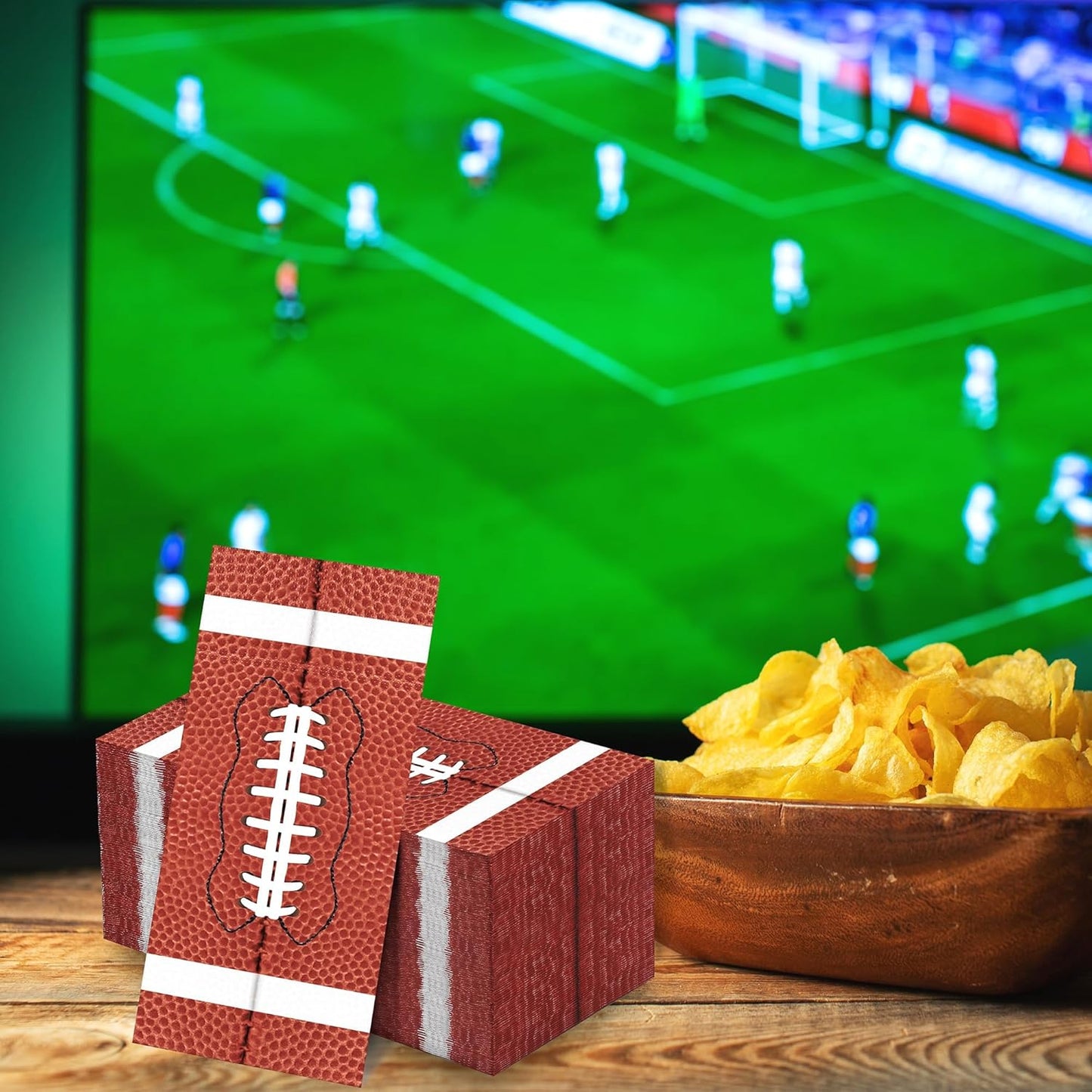 100 Pieces Football Napkins Disposable Football Party Napkins 7.8 x 4.3 Inches Football Paper Cocktail Napkins Football Birthday Supplies Decorations for Football Party Game Day