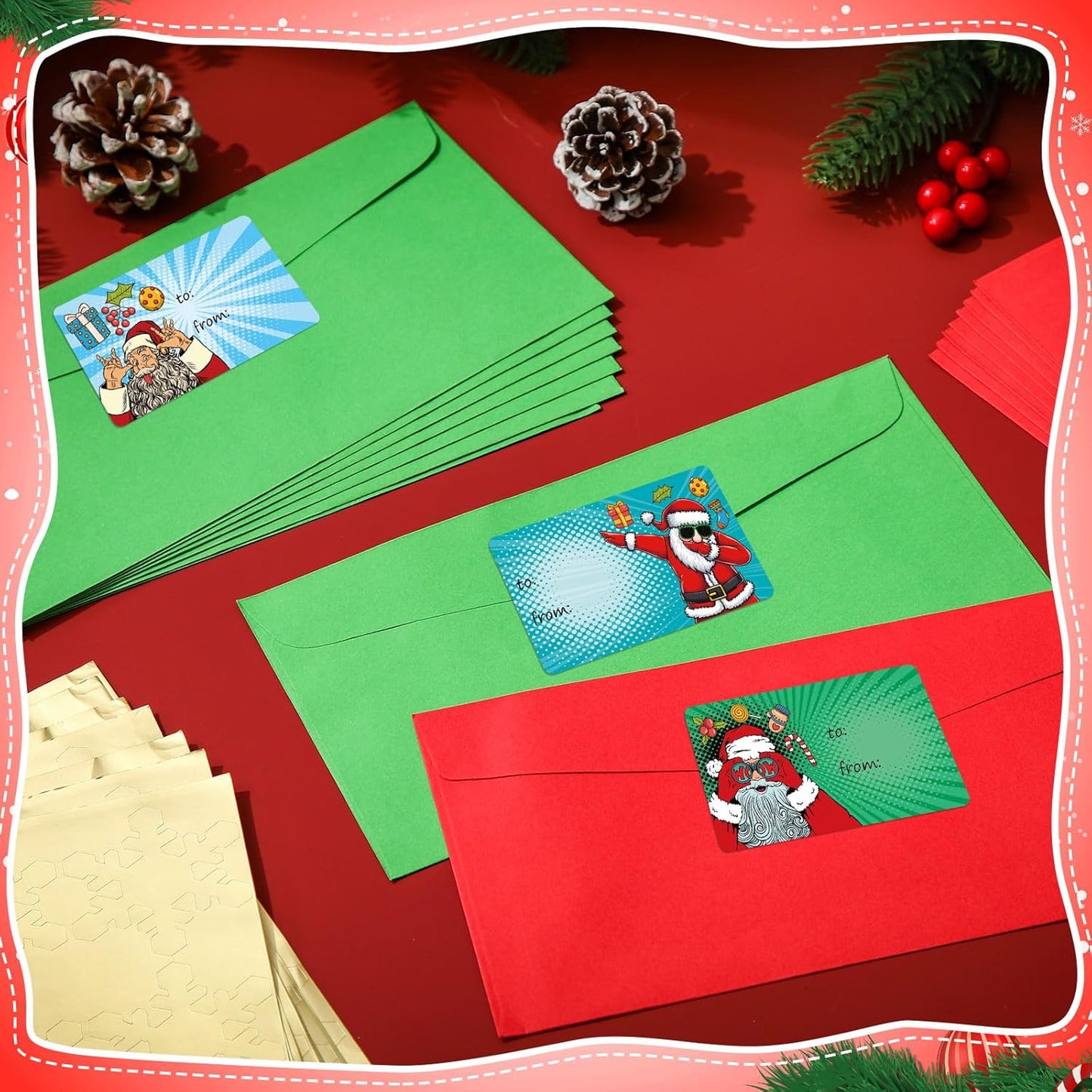 Outus 500 Pieces Christmas Tags Self Adhesive Gift Tags for Xmas Presents Christmas Name Labels Stickers for Wrapping Paper Festival Birthday Holiday Decor(Funny Style,2.76 x 1.57 Inch)