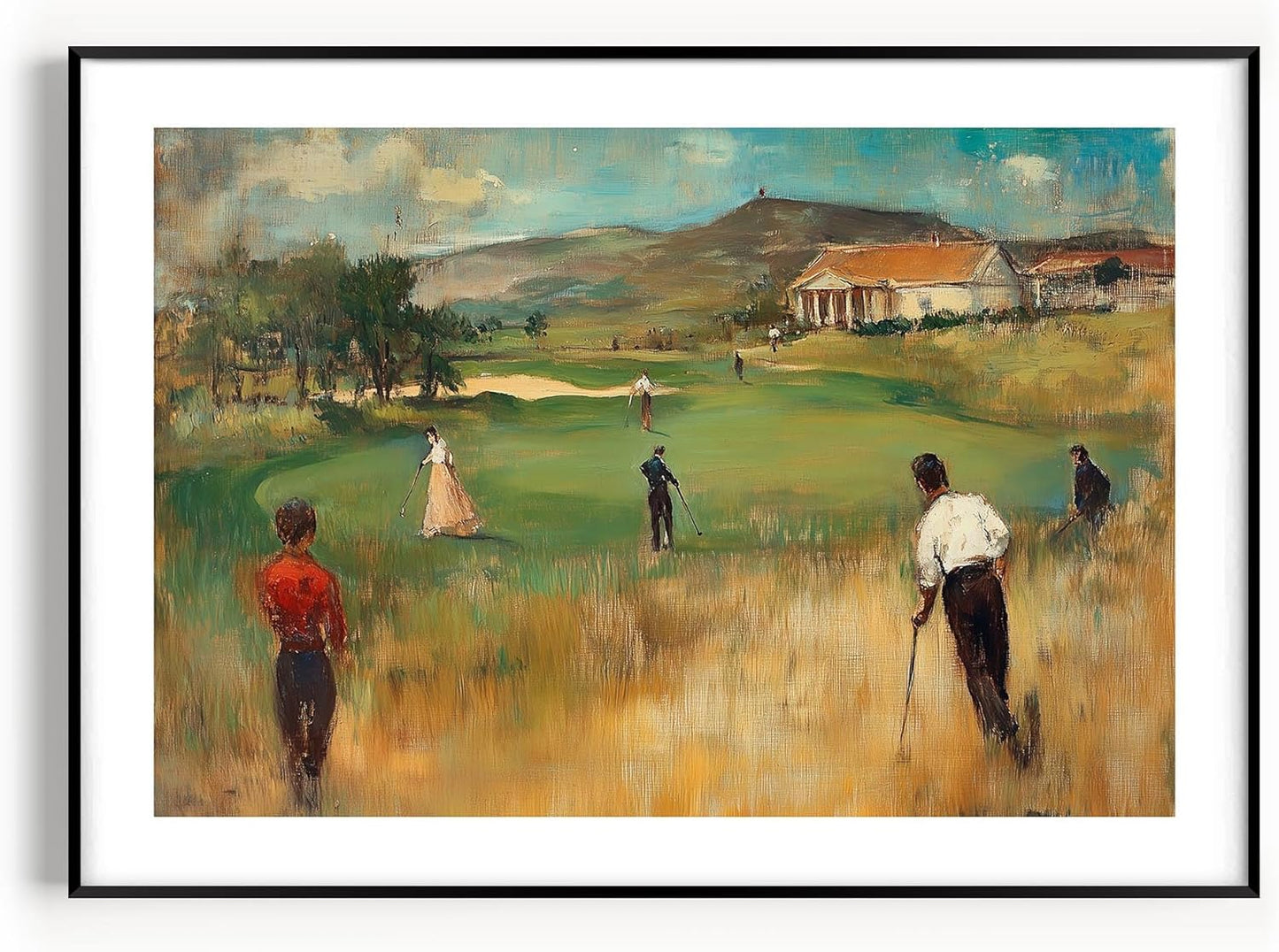 Vintage Golf Course Premium Giclee Fine Art Prints - Antique Style Golf Course Painting Posters, Golf Wall Art, Aesthetic Golfing Poster for Home Office Decor, Ready to Frame