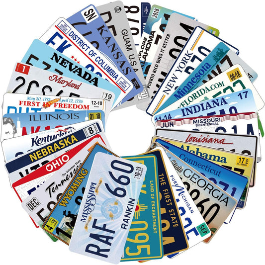 Assorted Replica License Plates, Prop Number Tags, Man Cave Garage Bar Decor, 6x12 inches (10 pcs)