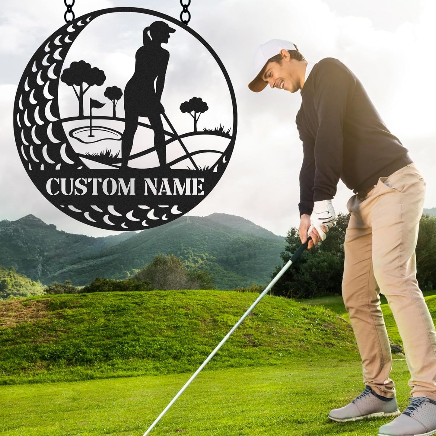 Personalized Golf Metal Wall Decor, Custom Name Sign, Porch Signs Outdoor, Home Deocr, Vintage Golf Wall Art for Office Garage Bar Pub, Personalized Golf Gifts for Women Mom Wife Girl Color02