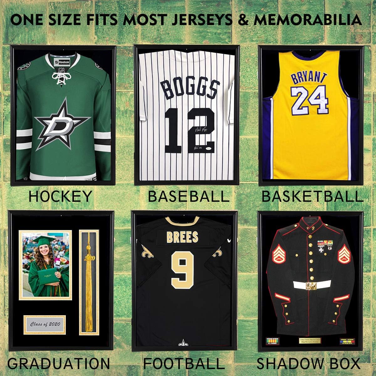 Jersey Display Frame Case Large Frames Shadow Box Lockable with UV Protection Acrylic Hanger and Wall Mount Option for Baseball Basketball Football Soccer Hockey Sport Shirt