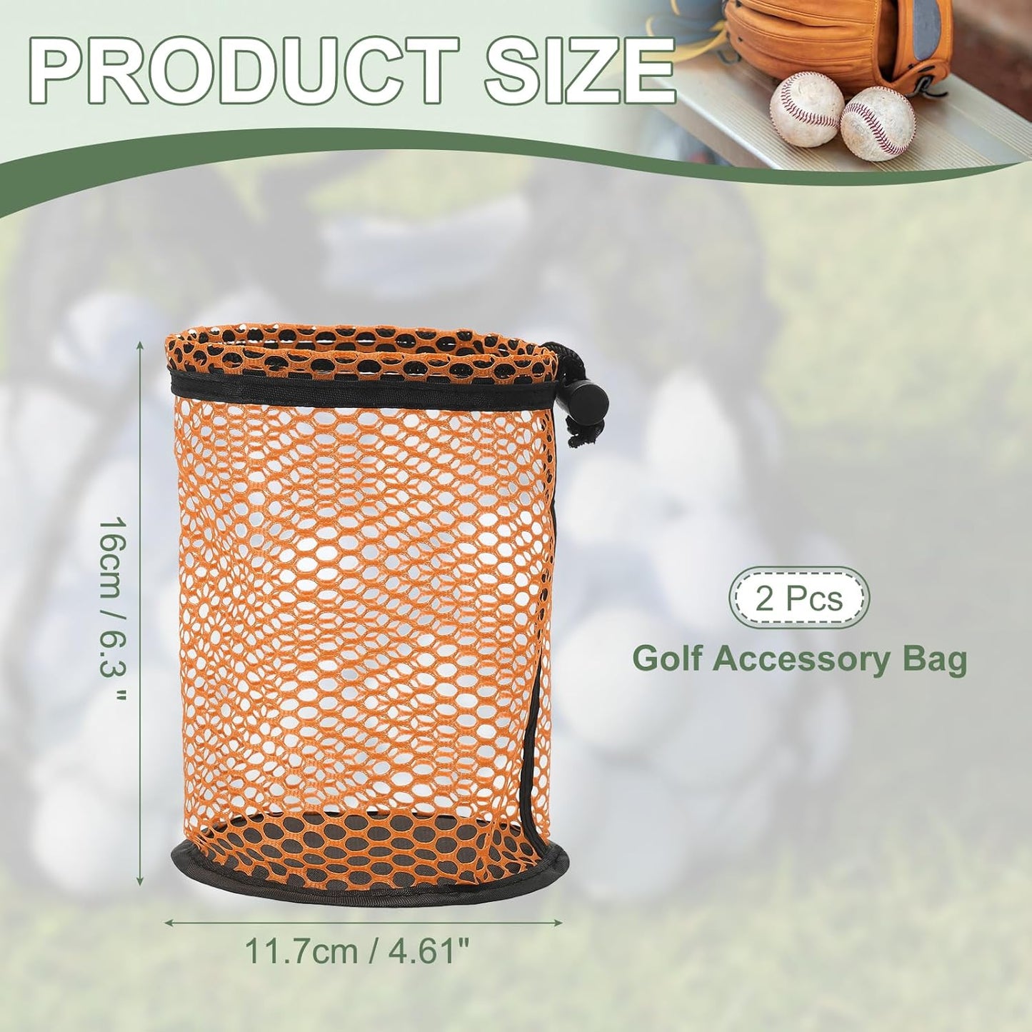 Golf Ball Storage Bag Nylon Mesh Golf Pouch with Adjustable Drawstring Closure for Balls Outdoor Sports Supplies