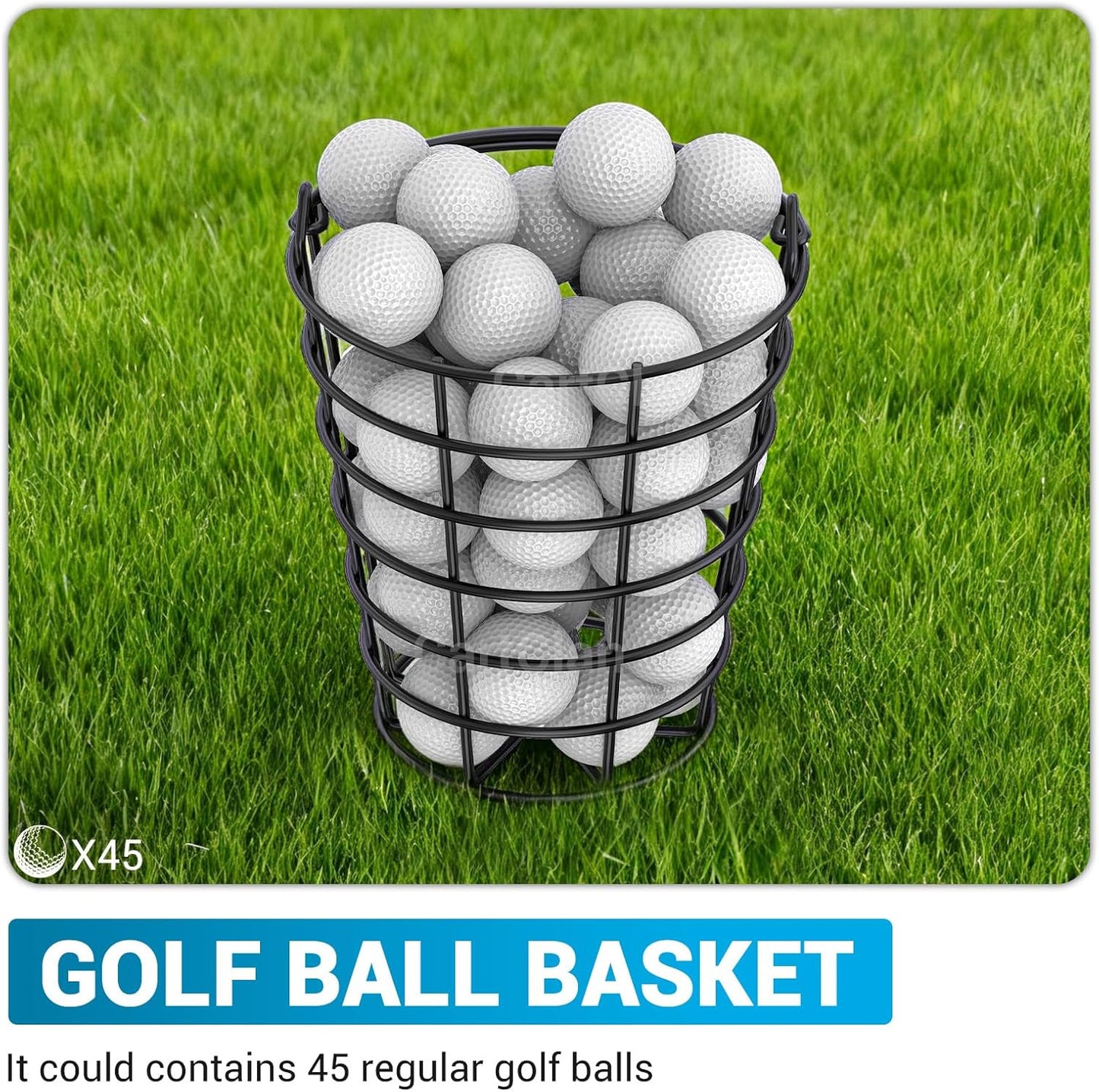 2 Pack Stainless Steel Golf Ball Basket, Golf Ball Container Bucket with Handle, Holds About 45 Balls(Exclude Golf Balls)