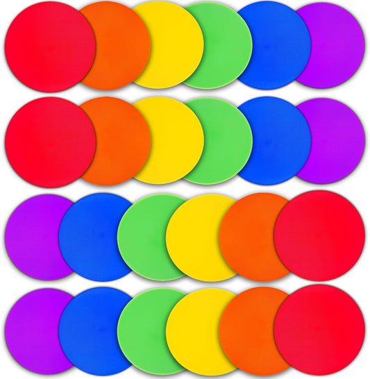 12/24Pcs Poly Spot Markers 9 inch Non-Slip Rubber Agility Training Markers Floor Dots Flat Field Cones for Football Basketball Soccer School Exercise Drills Gym Dance Practice 6 Colors